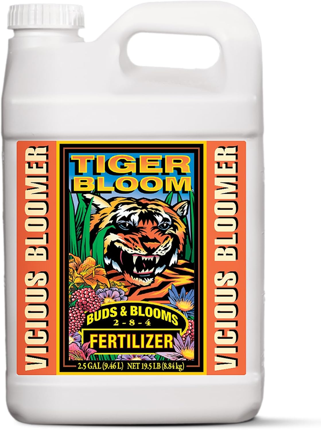FoxFarm Tiger Bloom Liquid Plant Food - Phosphorus Fertilizer for Buds, Blooms & Flowering - Supports Soil & Hydroponic Systems - High Micronutrient Formula with 2-8-4 Nutrient Ratio - 1 Quart