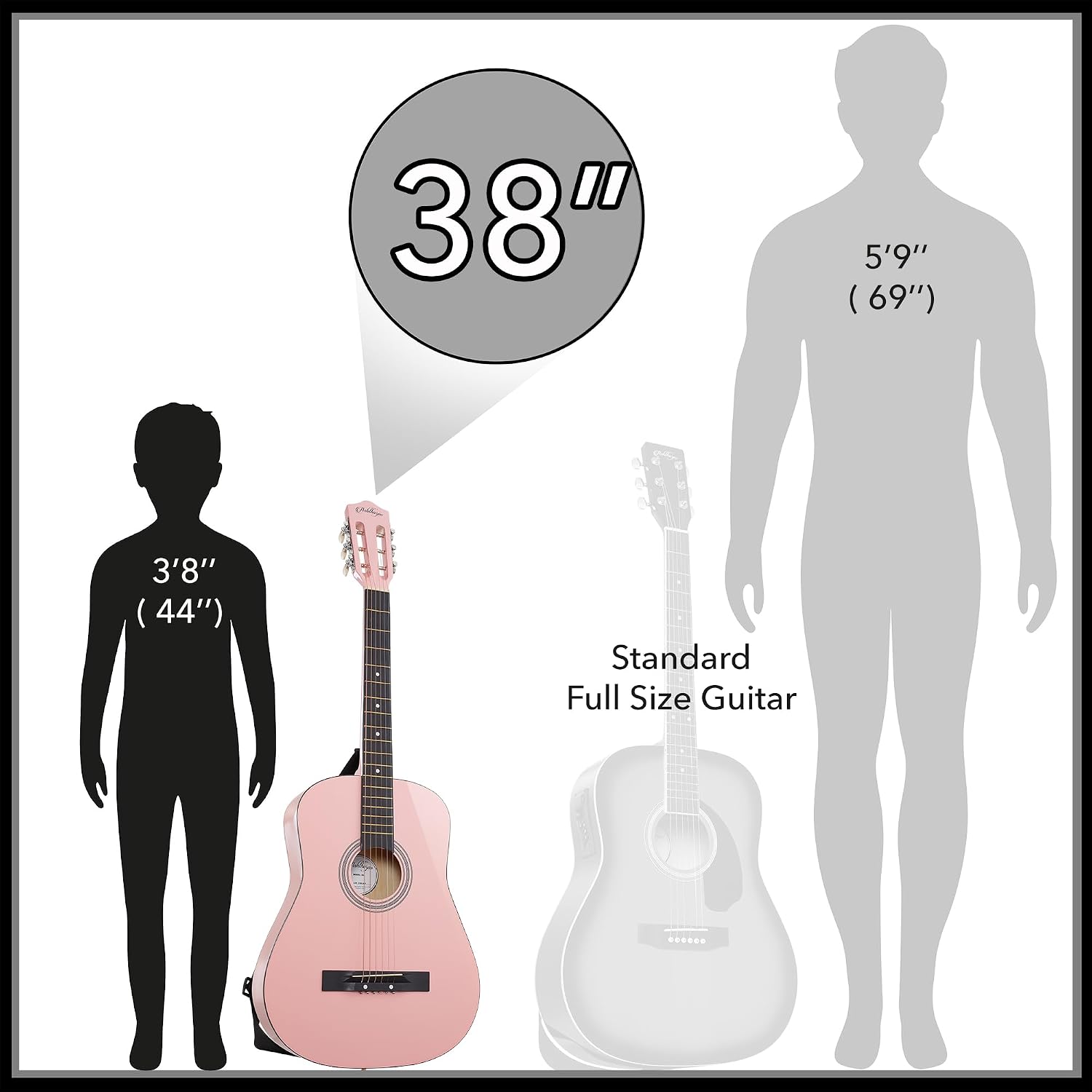 Ashthorpe 38-inch Beginner Acoustic Guitar (Red), Starter Kit with Gig Bag, Extra Strings, Strap, Picks, and Lessons