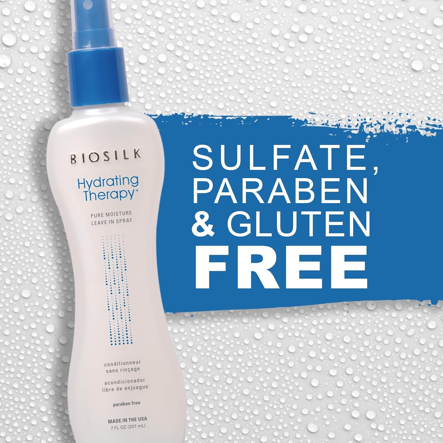 BioSilk Hydrating Therapy Pure Moisture, Leave-In Hair Spray for Frizz Control & Hydration, Adds Shine, Replenishes Hair Moisture, Sulfate-Free
