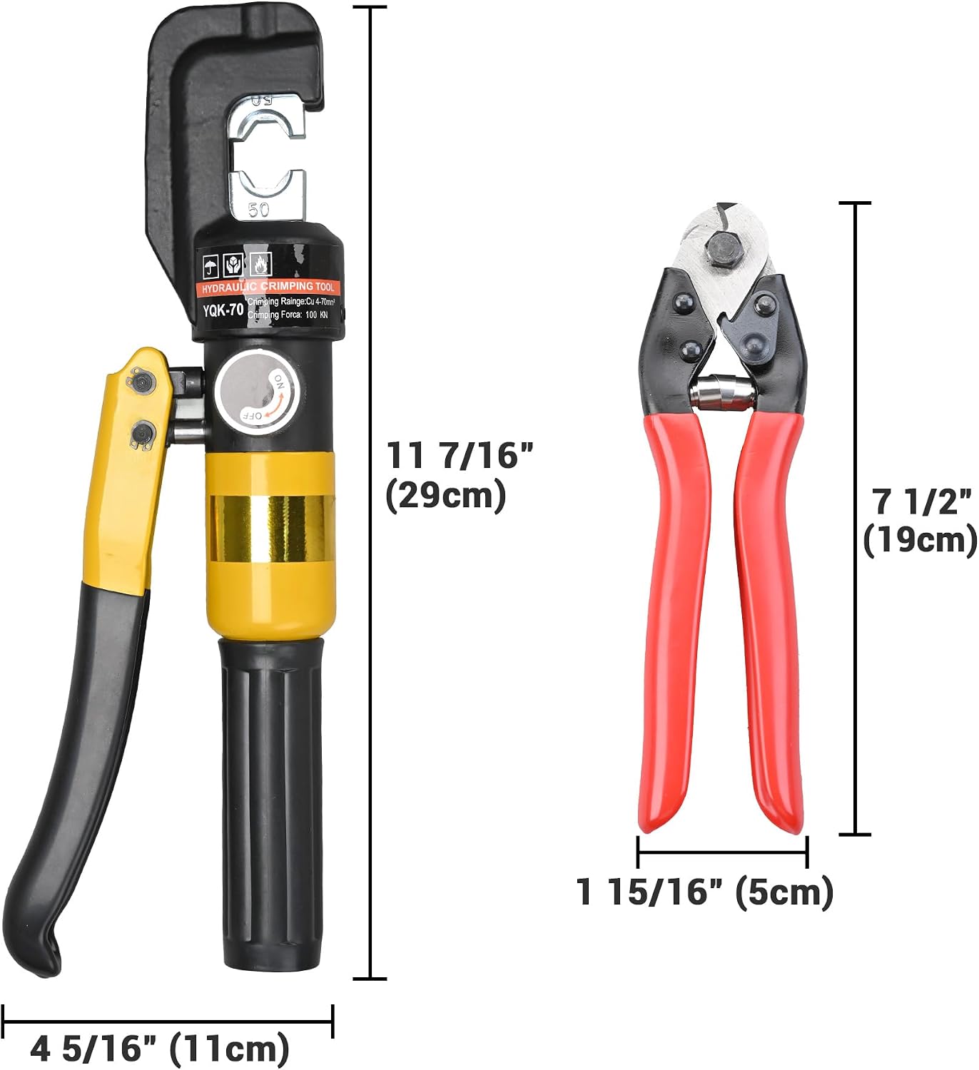 Yescom 10 Ton Hydraulic Crimping Tool Wire Crimper with 9 Hex Dies | Ideal for 3/16" to 1/8" cable railing system tensioning & 12 to 2/0 AWG electrical battery lug terminals, YES0584