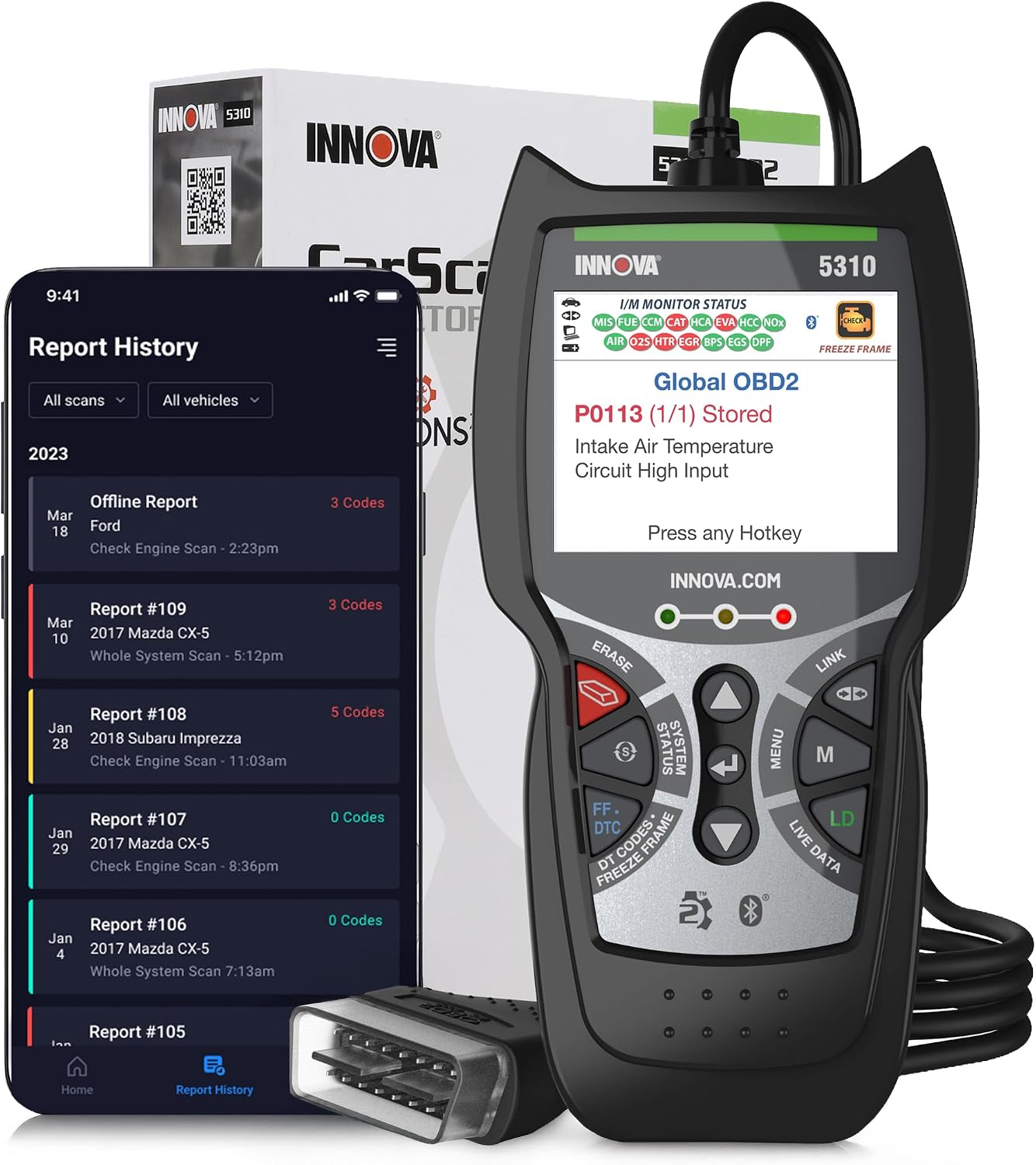 INNOVA 5310 OBD2 Scanner – ABS & SRS Code Reader, Check Engine Light Diagnostic Tool with Battery Test, Oil Reset