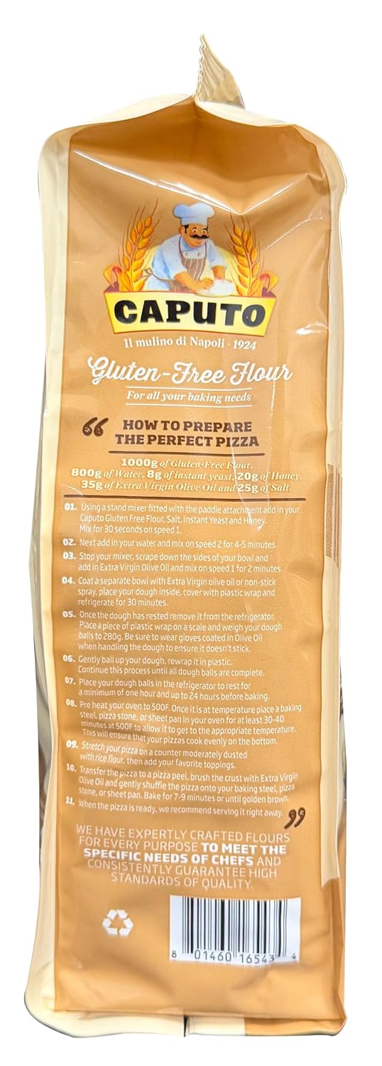 Antimo Caputo Gluten Free Pizza Flour 2.2lb - All Natural Multi Purpose Flour & Starch Blend for Baking Pizza, Bread, & Pasta