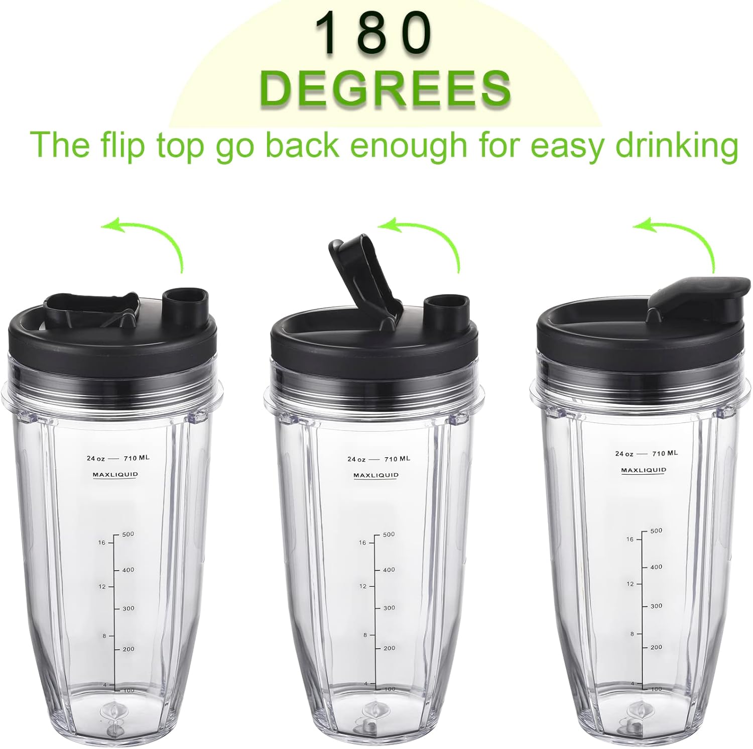 Blender Cups Fit for Ninja, Replacement Parts 16OZ Cups with Lids