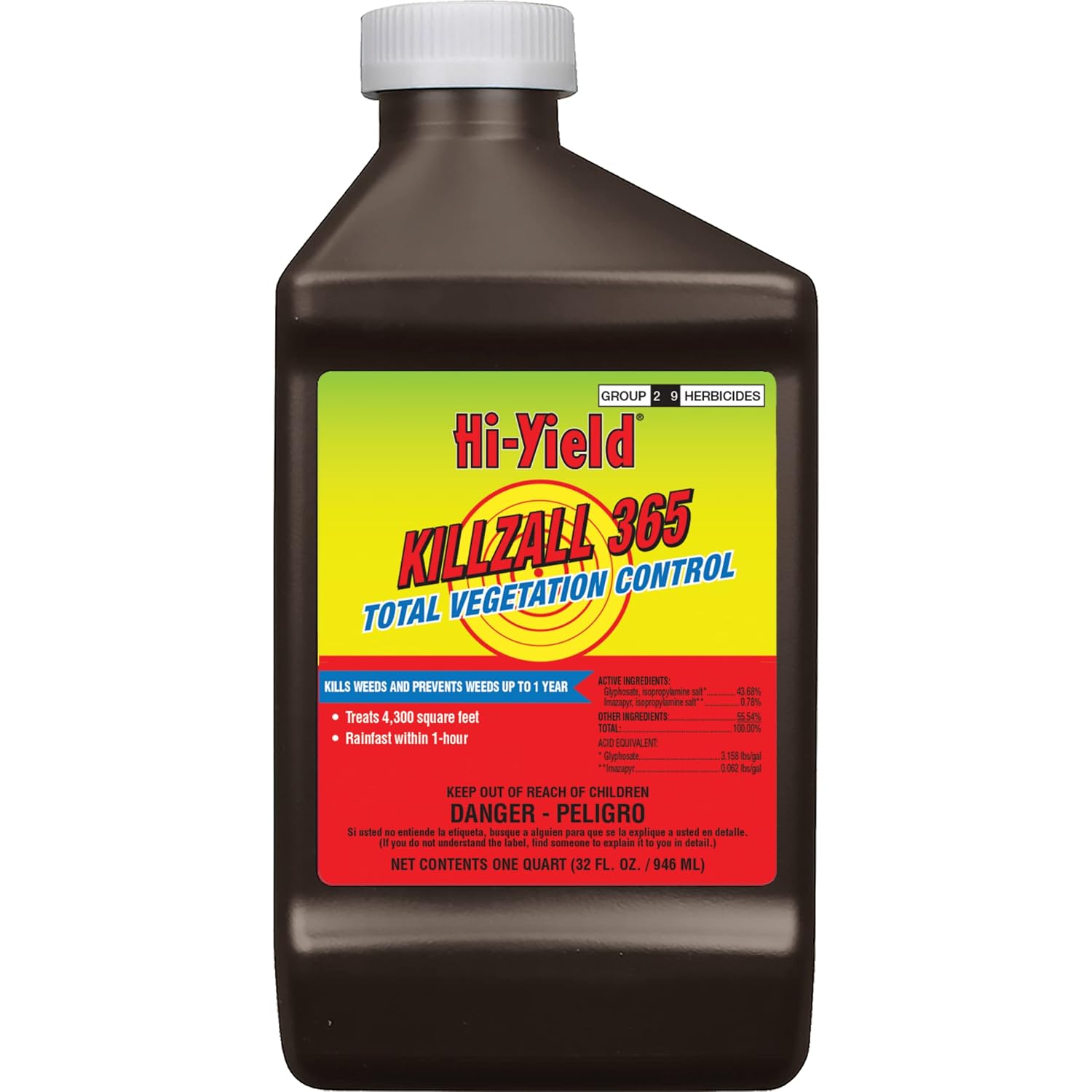 Hi-Yield (32170) Killzall 365, 32 oz | Glyphosate + imazapic extended control - Kills weeds & prevents regrowth for up to 1 year, 32 oz - Property owners