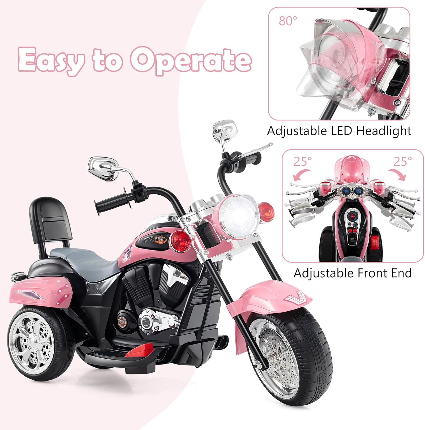 Costzon 6V Ride on Chopper Kids Motorcycle with Horn, Headlight (Red)