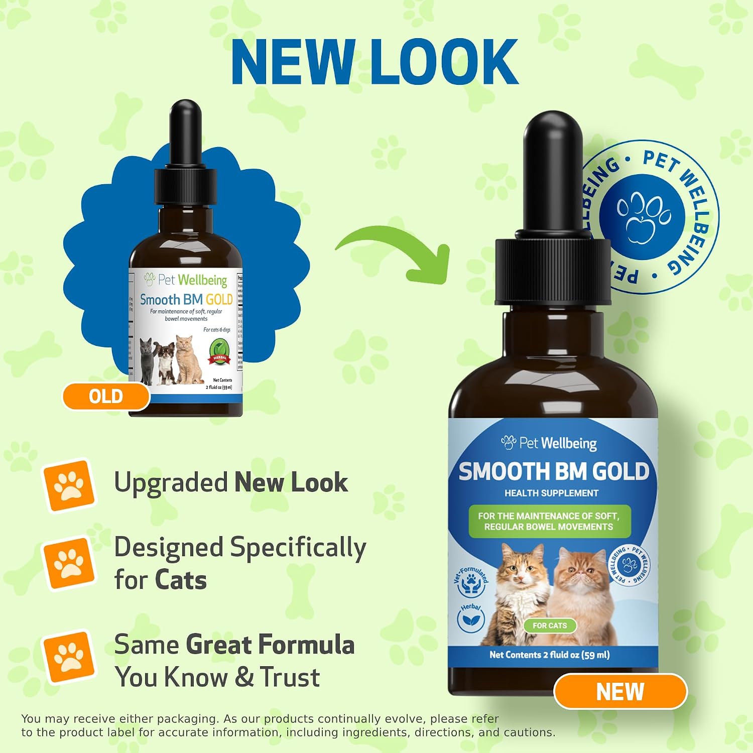 Pet Wellbeing Smooth BM Gold for Cats - Gentle Constipation Relief for Felines - Natural Herbal Supplement 2 oz (59 ml) | NASC Certified & Vet-Formulated Liquid Digestive Supplement with Triphala for Healthy Bowel Movements & Stool Consistency
