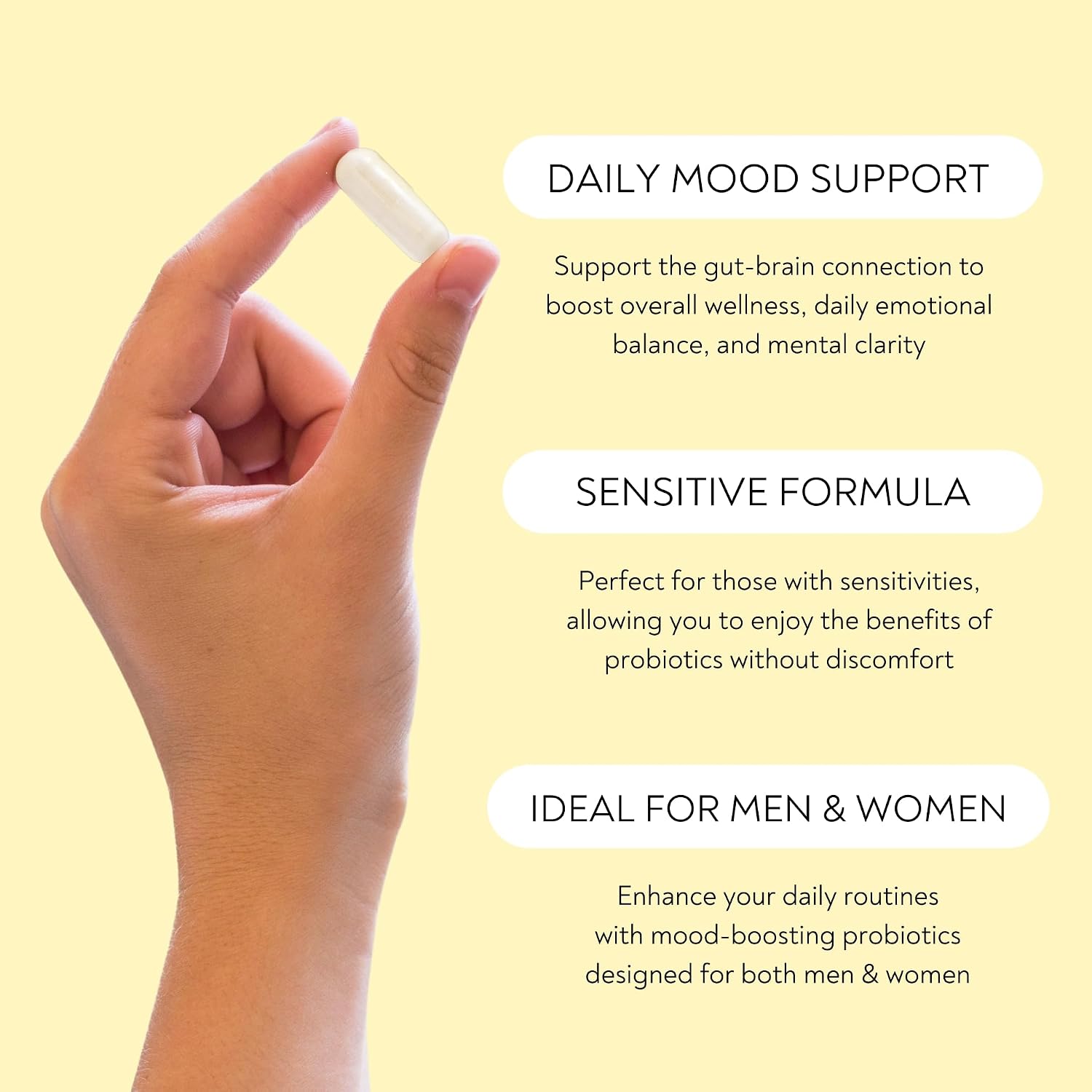 Probiotics - Mood Super Strains Probiotic - Naturally Supports Digestion & Mood - Histamine-Free Probiotics w/ L Rhamnosus GG