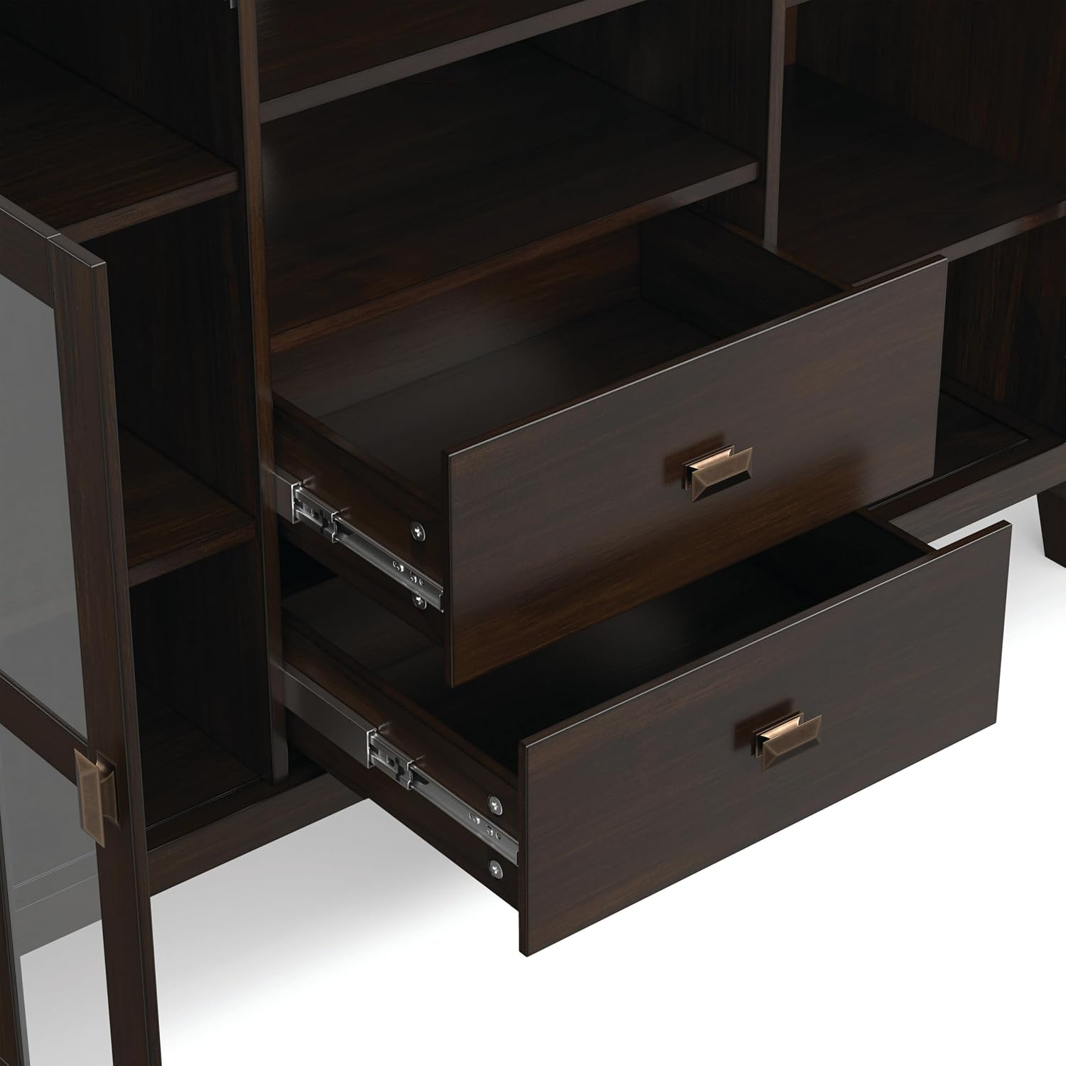 SIMPLIHOME Artisan 53" Wide Solid Wood TV Stand in Russet Brown