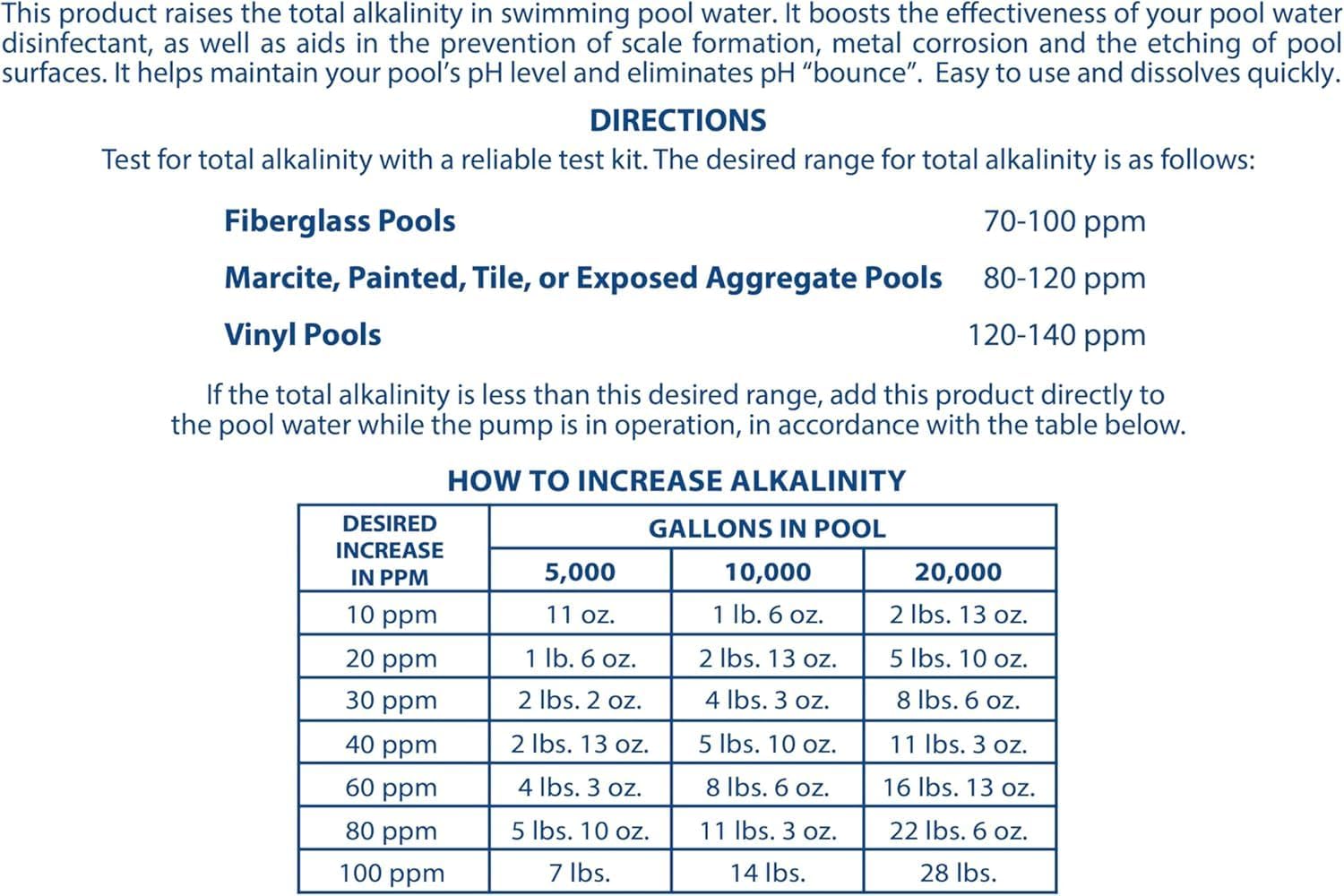 Pool Mate 10-Pounds Premium Alkalinity Increaser for Swimming Pools | 100% Sodium Bicarbonate, Alkalinity Up, Easy To Use, Works Fast, 11 ounces raises alkalinity 10 ppm per 5,000 gallons