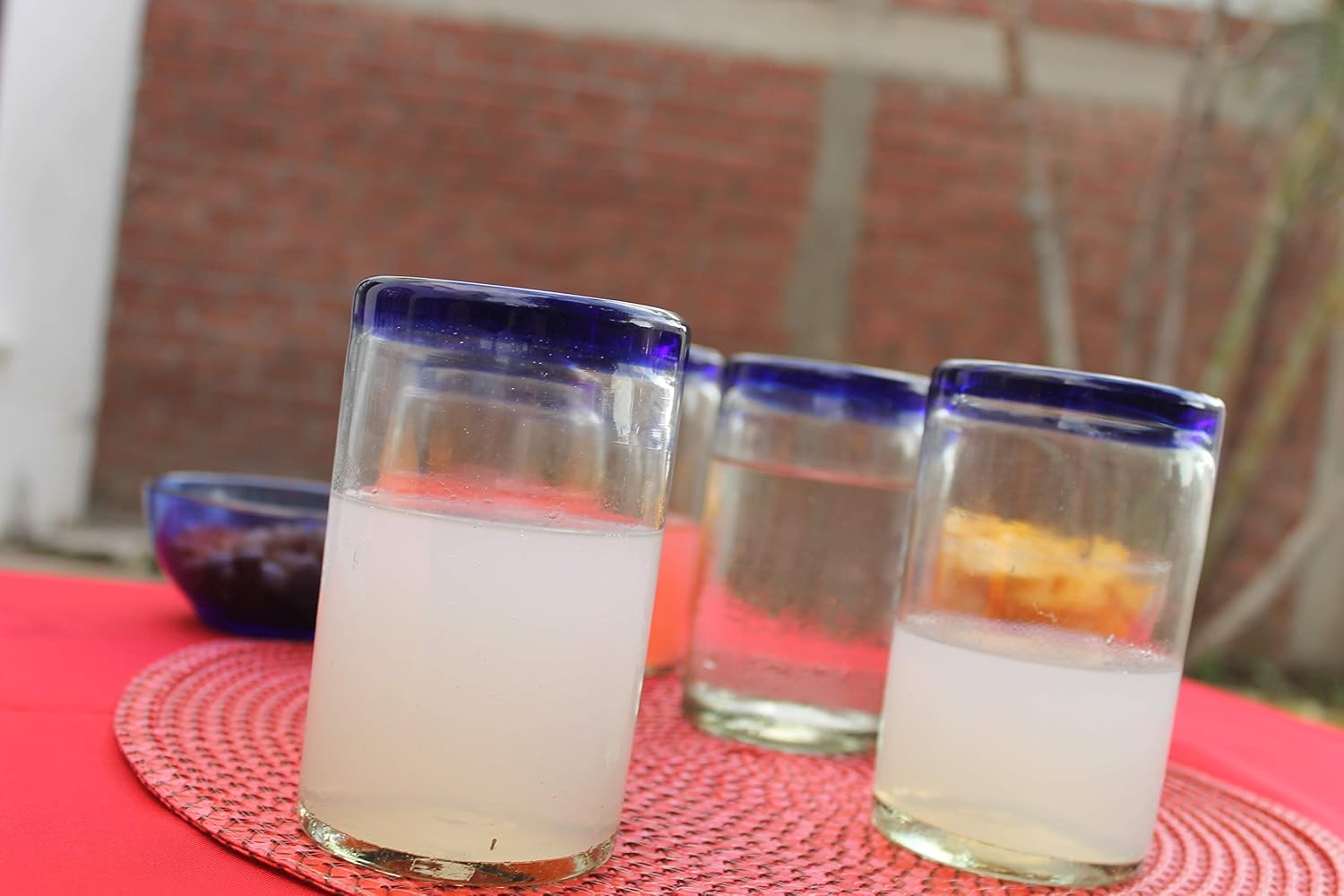 Fiesta Brands Mexican Blue Rimmed Drinking Glasses
