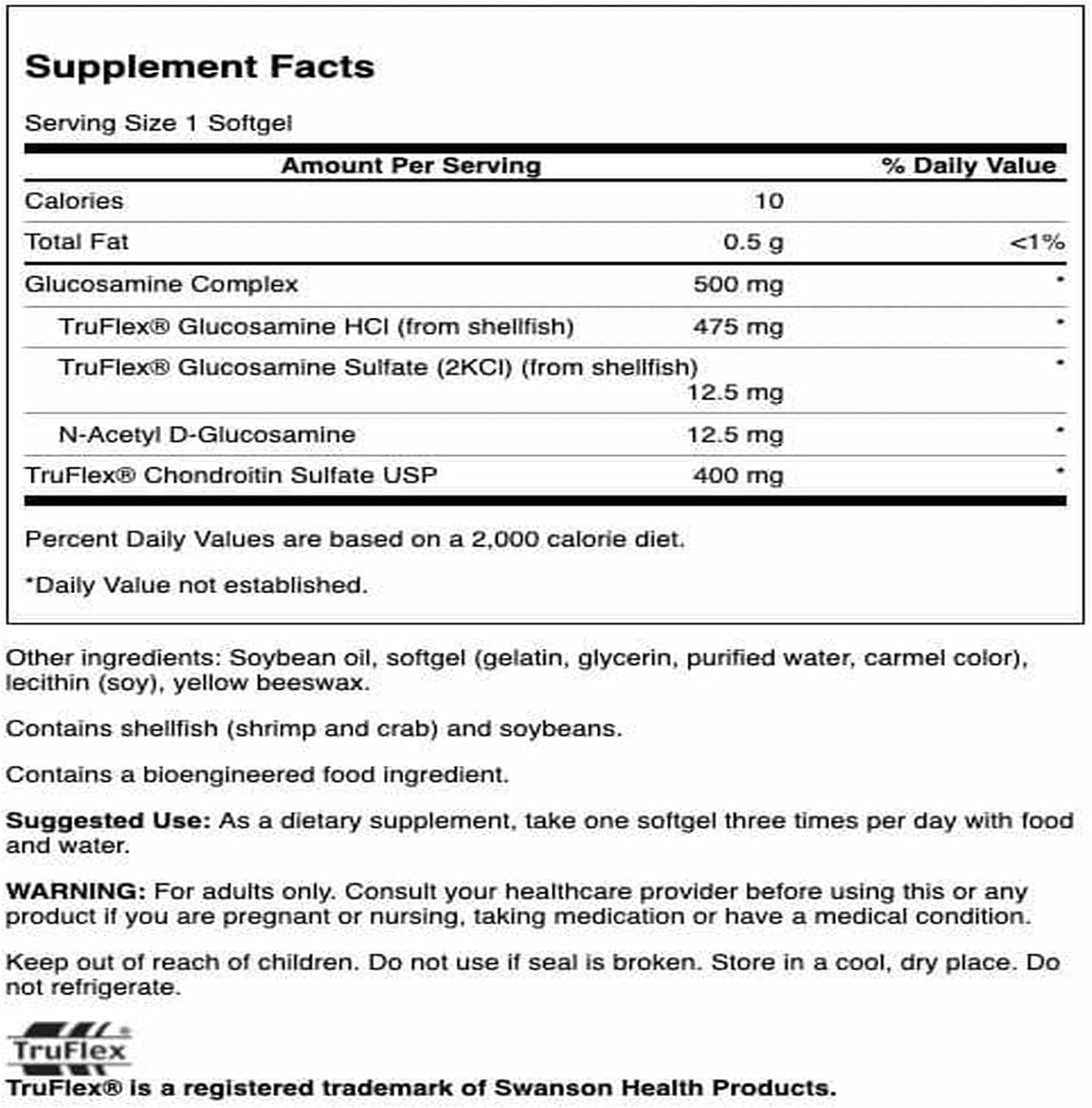 Swanson Glucosamine Complex & Chondroitin Sulfate 500/400 mg, 120 Sgls