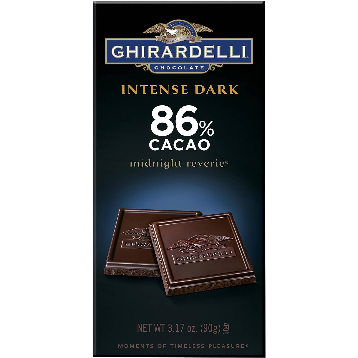 GHIRARDELLI PREMIUM DARK Chocolate Bar, 86% Cacao, 3.17oz Bar, 12 Pack