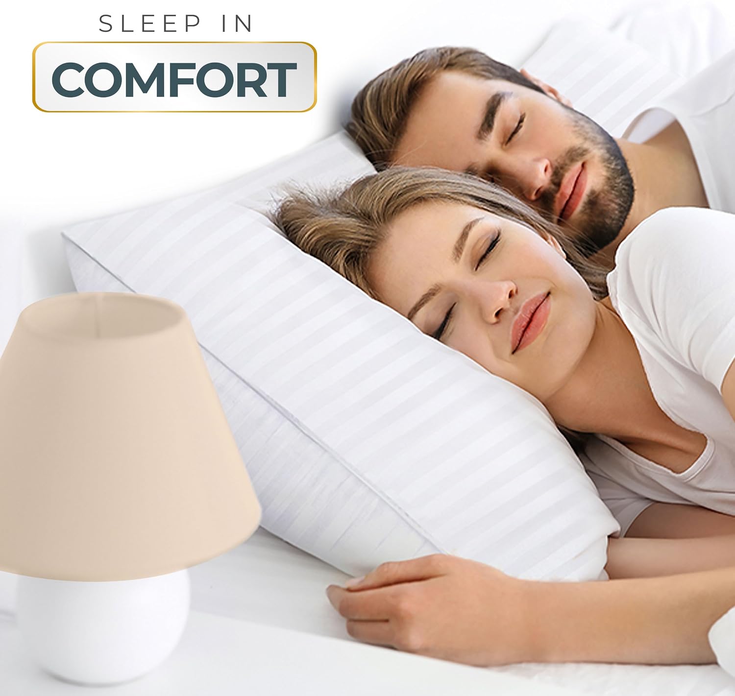 Utopia Bedding Hotel Bed Pillows for Sleeping, Pillows King Size Set of 2 | Down alternative pillows, cooling hotel quality, luxury comfort for back, side & stomach sleepers, Premium Stripes, White