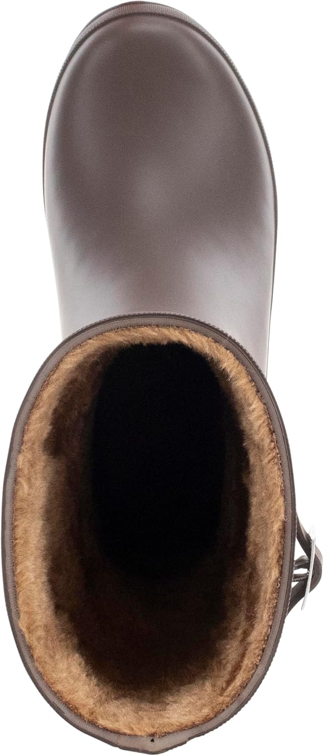 Chooka Women's Waterproof Mid-Height Faux Fur Lined Pull-On Rain Boot