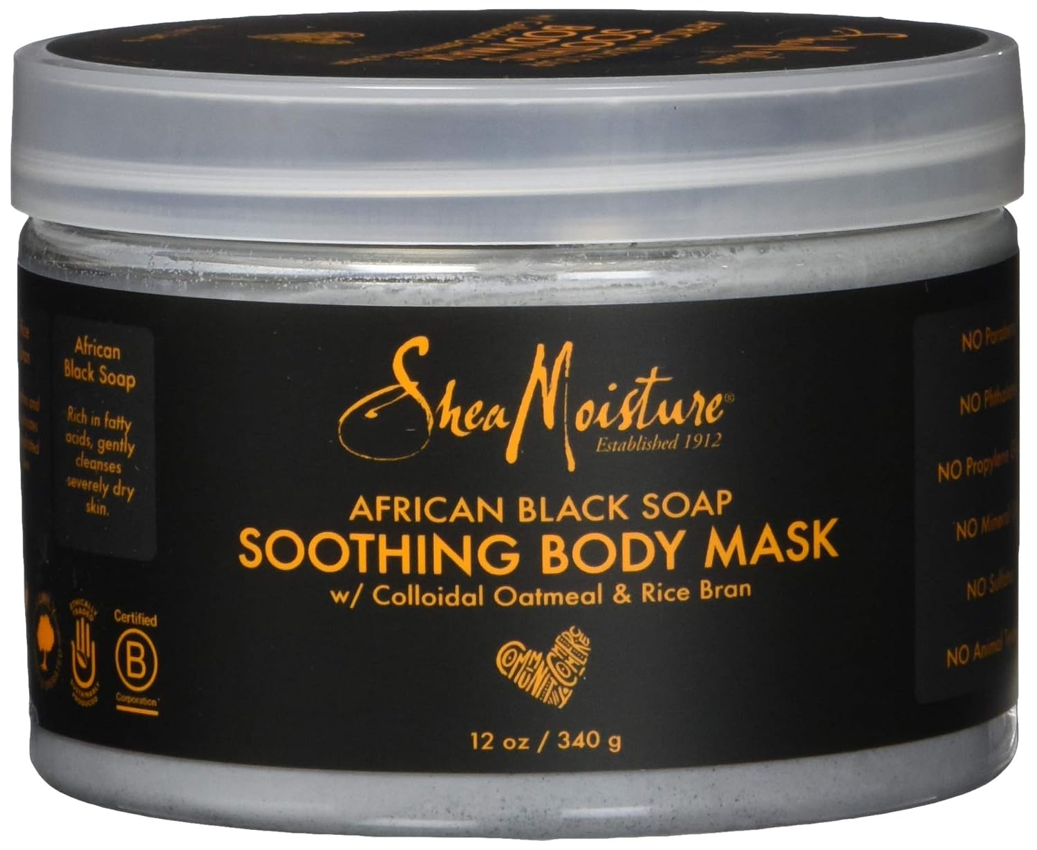 Shea Moisture African Black Soap Soothing Body Mask, 12 Ounce