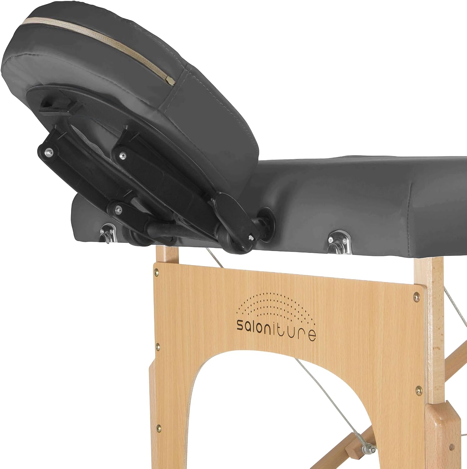Saloniture Professional Portable Massage Table with Backrest - Black