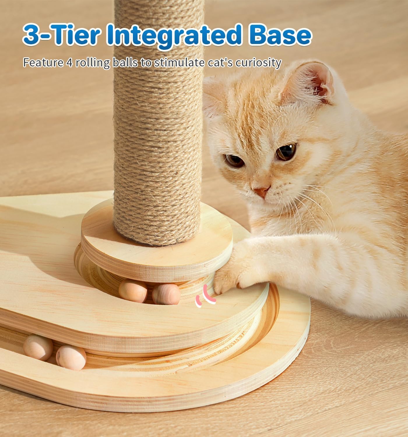 Made4Pets Kitten Toy Scratching Post for Indoor Cats with Ball Track