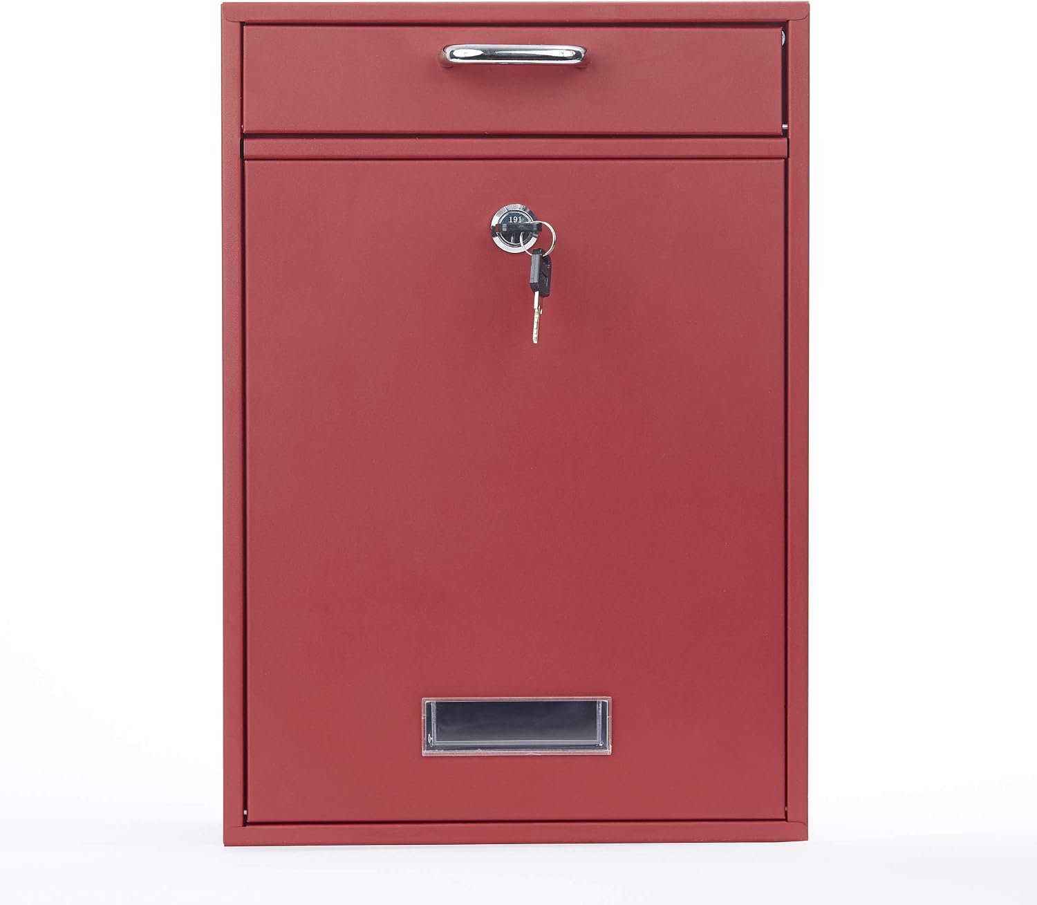Wall Mounted Locking Vertical Dropbox Mailbox - Safe and Secure (Large) | Made with Galvanized Steel (Black)