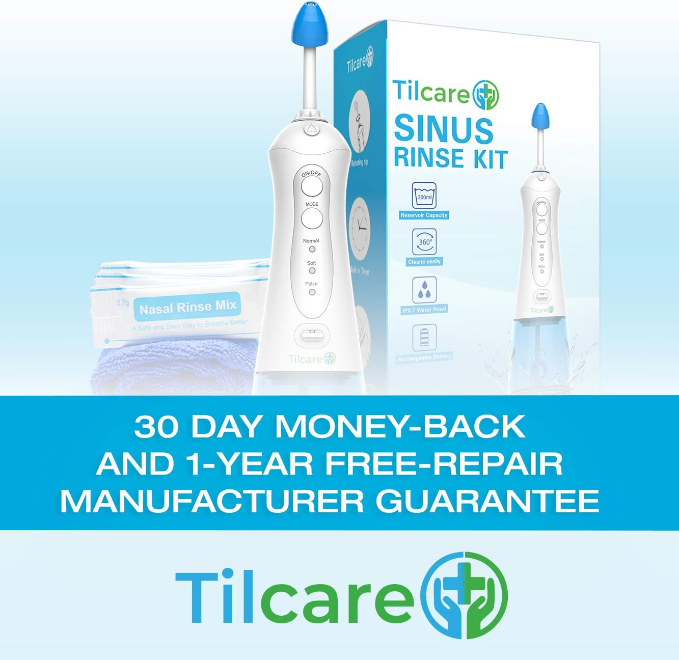 Nasal Irrigation System by Tilcare - Perfect Nasal Rinse Machine for Sinus & Allergy Relief - Electric Neti Pot for Nasal Irrigation to Cleanse Your