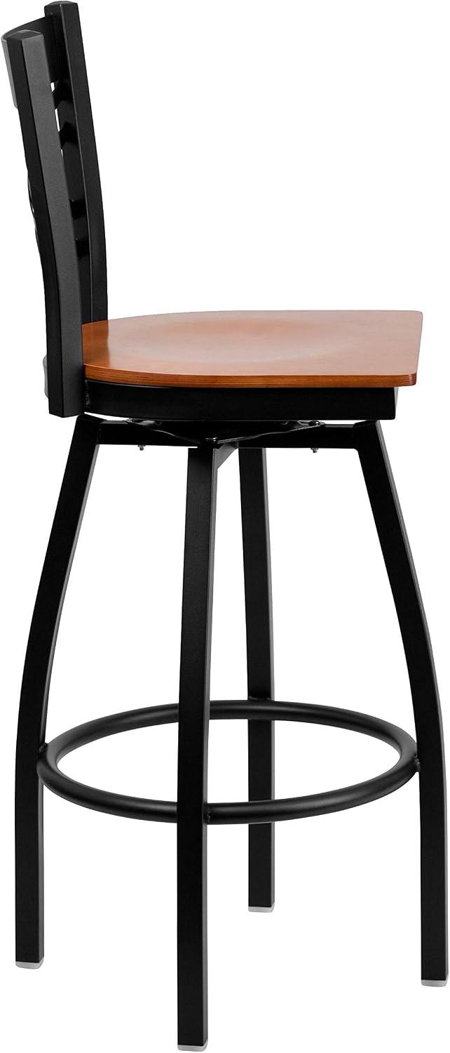 Flash Furniture Hercules Series "X" Back Metal Restaurant Barstool, Modern Upholstered Armless Bar Height Chair for Restaurants and Kitchens, Black | X Back Style, Vinyl Upholstery, Durable Construction, Commercial Use