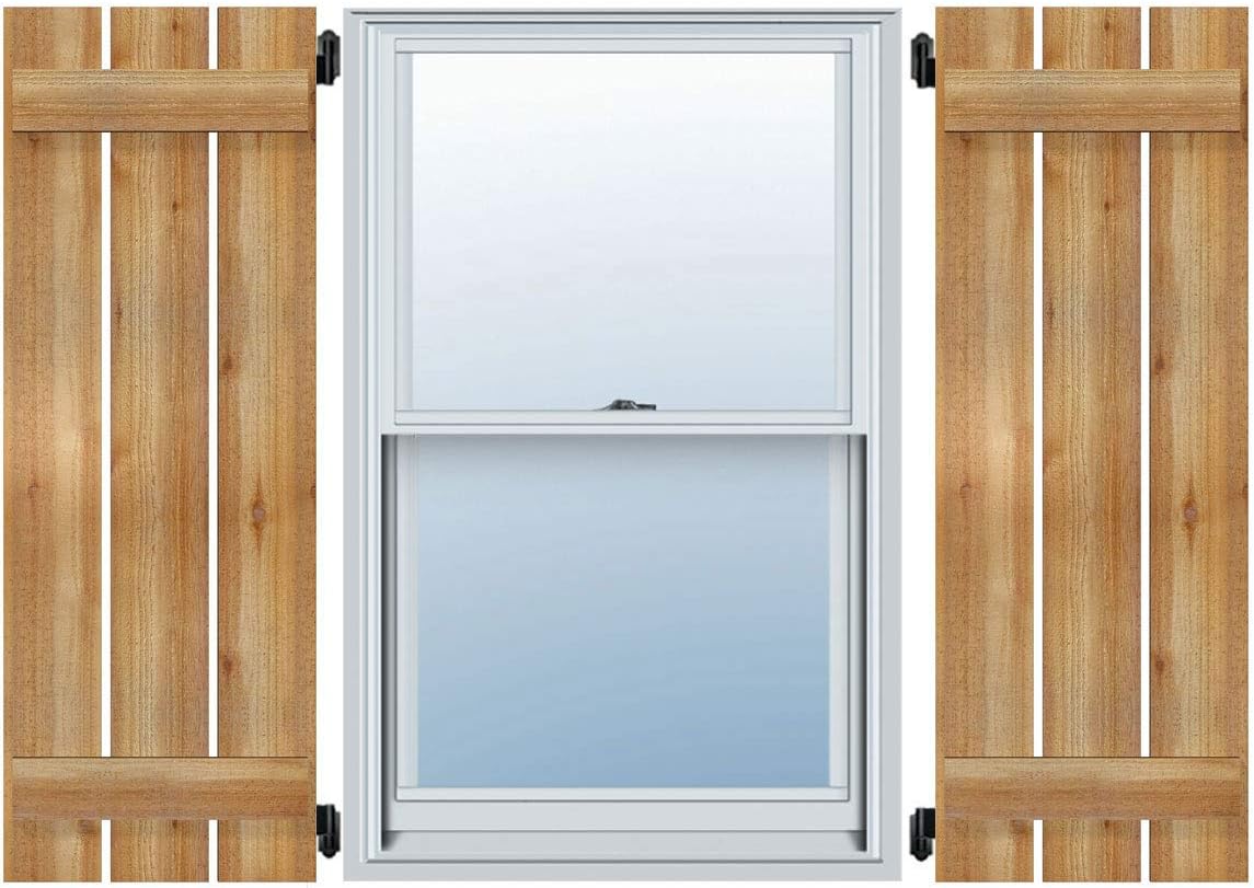 Ekena Millwork RBS06S11X036RWR TimberCraft Two 5 3/8" Boards Spaced Board-n-Batten, Rustic Wood Shutters (Per Pair), 11 1/4"W x 36"H
