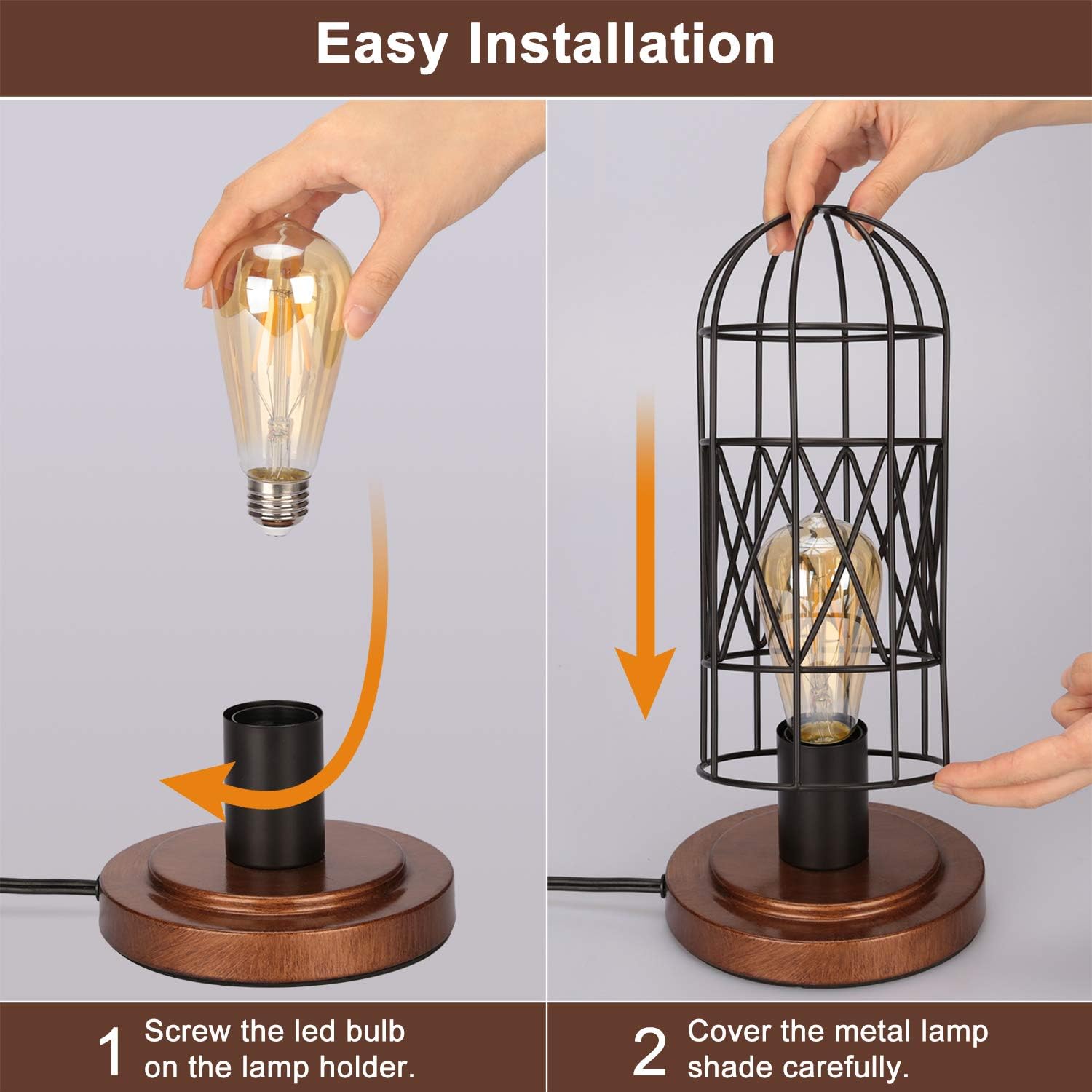 Touch Control Table Lamp, 3 Way Dimmable Lamp, Industrial Bedside Lamp