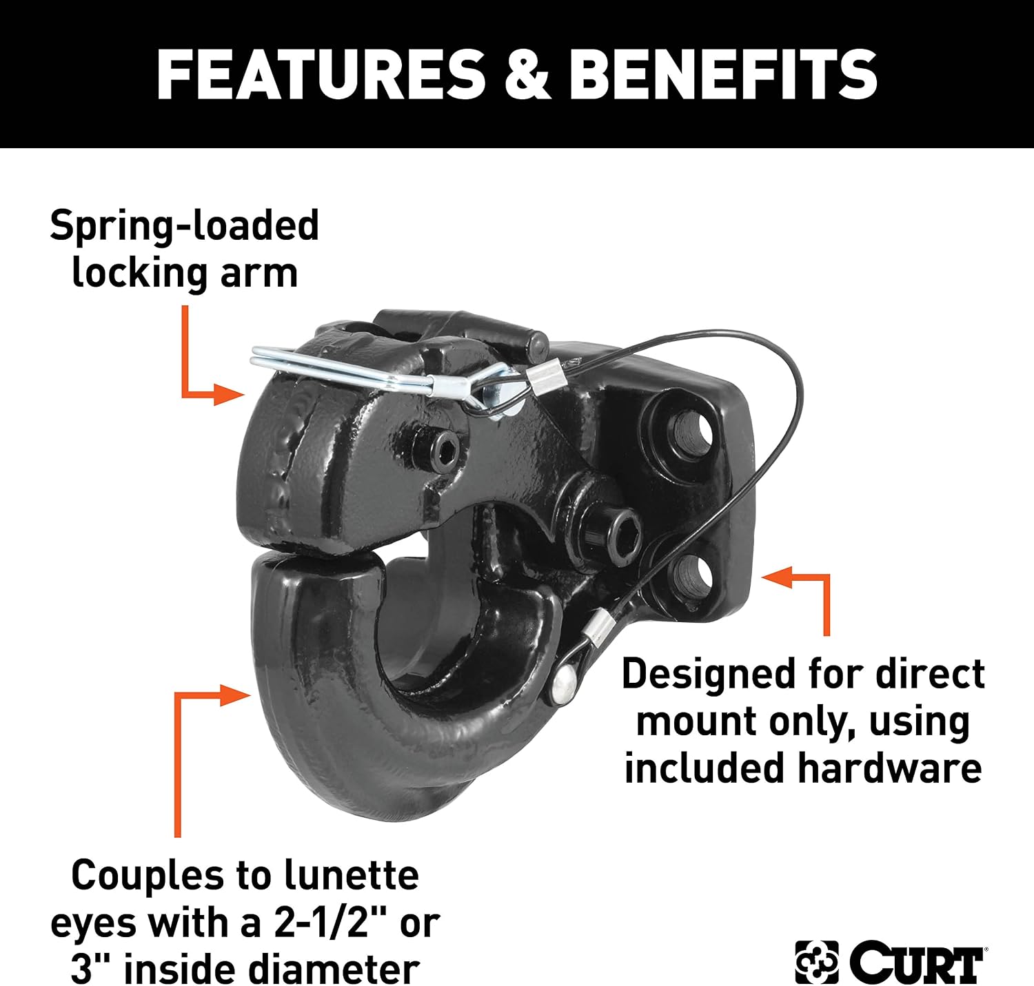 Pintle Hook (60,000 lbs., 2-1/2" or 3" Lunette Rings)