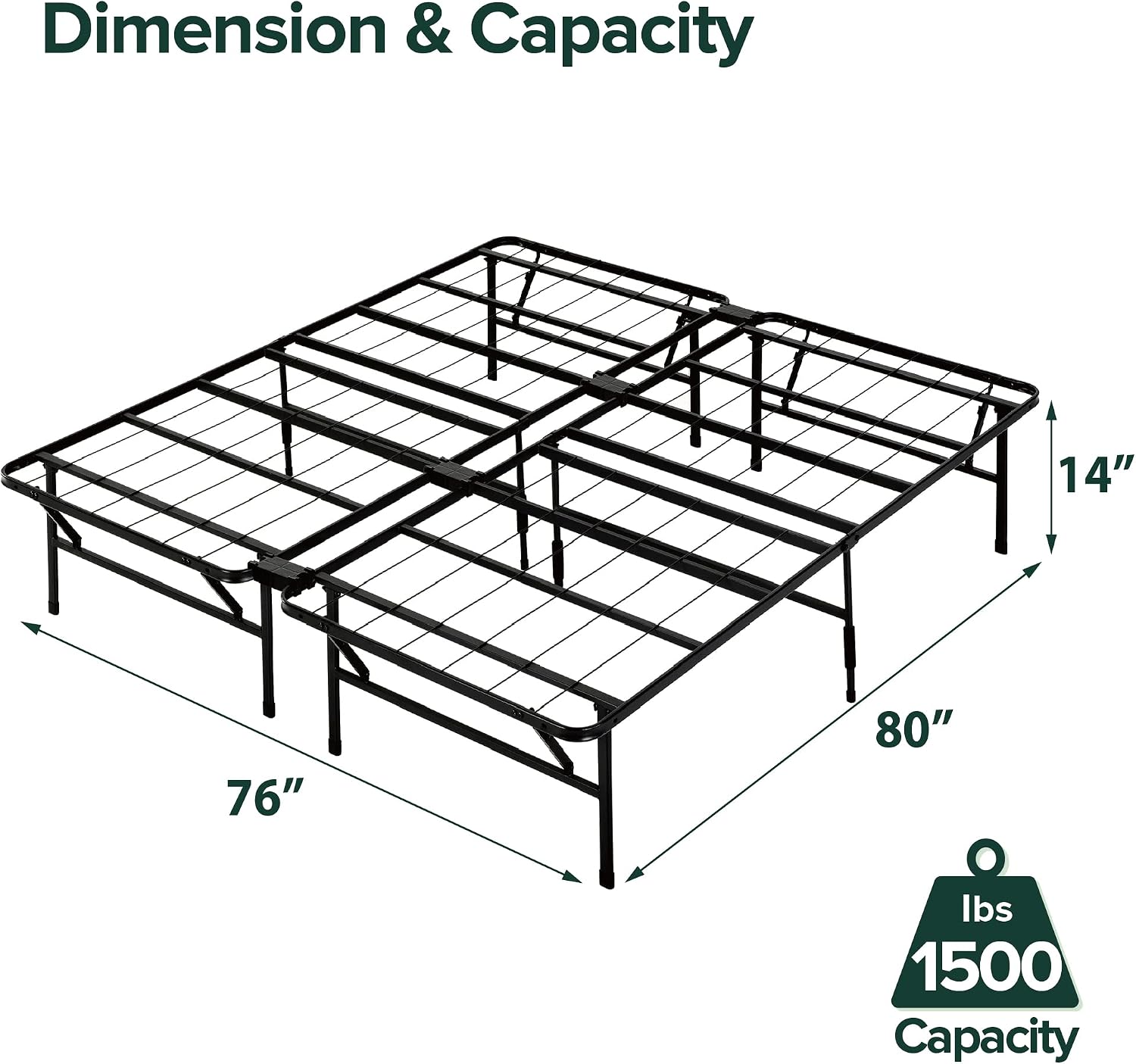 Zinus SmartBase Tool-Free Assembly Mattress Foundation, 14 Inch Metal Platform Bed Frame, No Box Spring Needed, Sturdy Steel Frame, Underbed Storage, Black, Queen