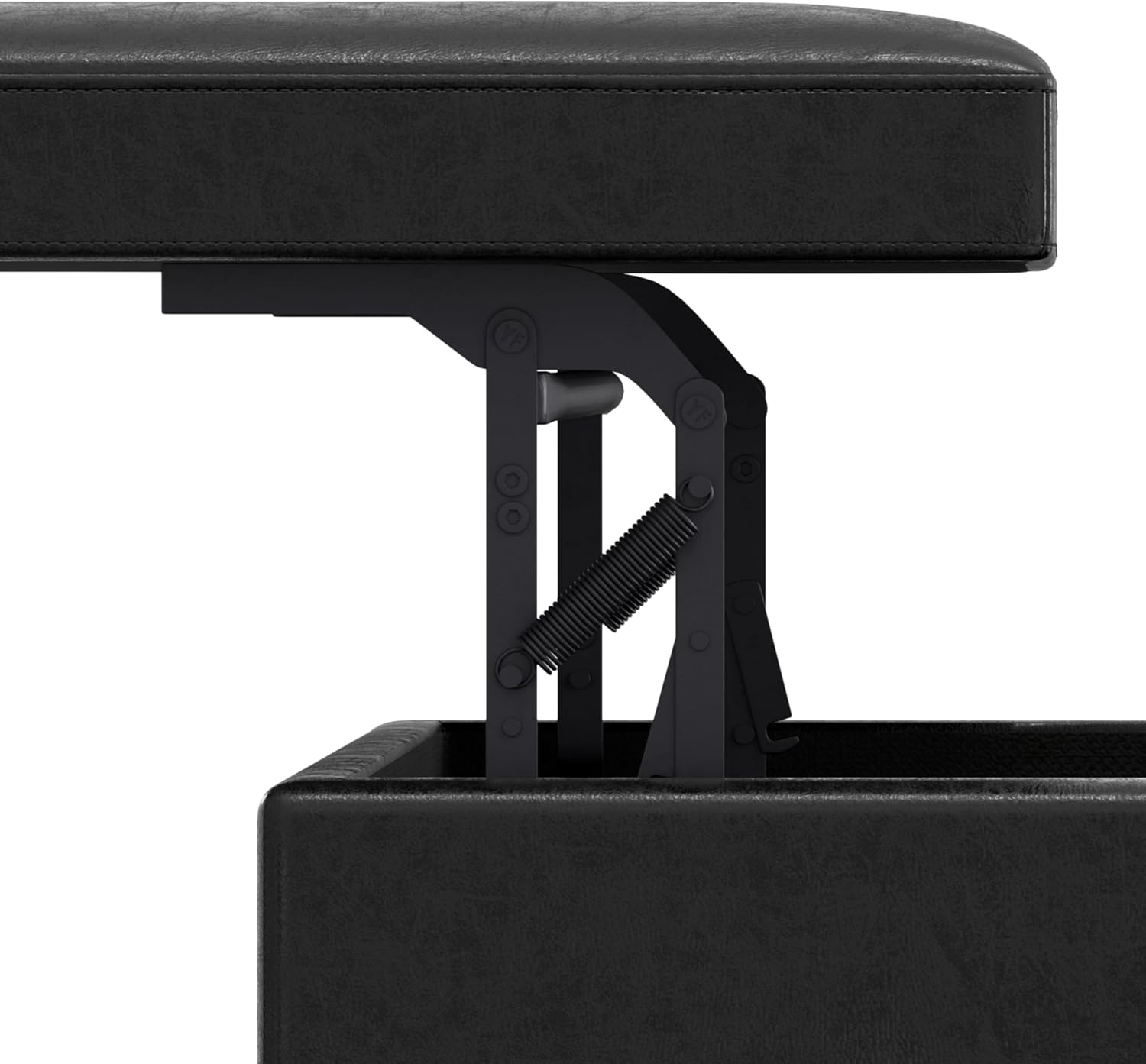 SIMPLIHOME Owen 34" Wide Vegan Leather Lift Top Ottoman in Dark Blue