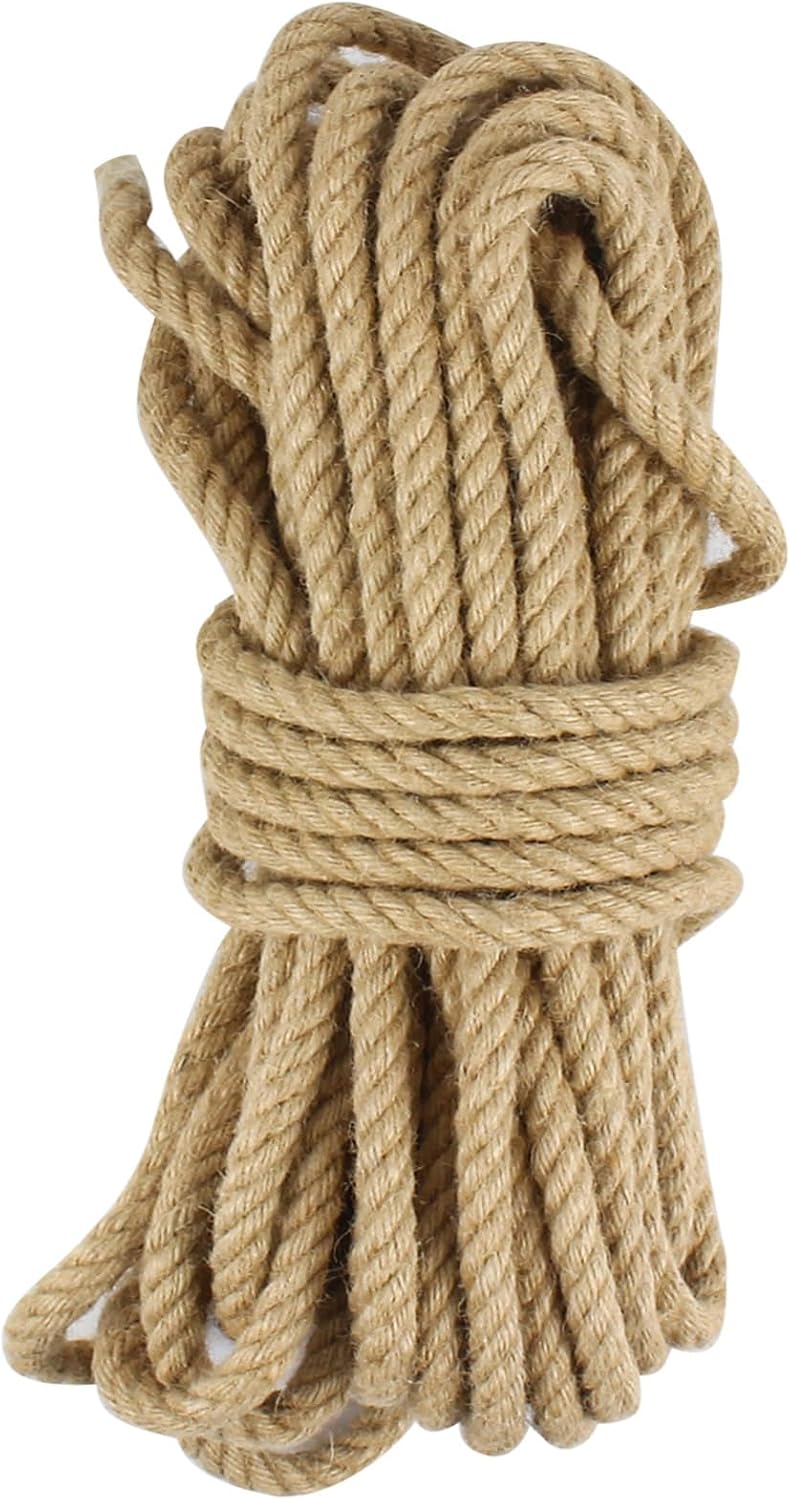 Jute Rope 1 in x 100 ft Thick Twisted Manila Ropes Natural Hemp Rope for Swing Bed, Railing, Crafts, Docks, Tug of War, Decorating, Nautical, Landscaping, Hammock
