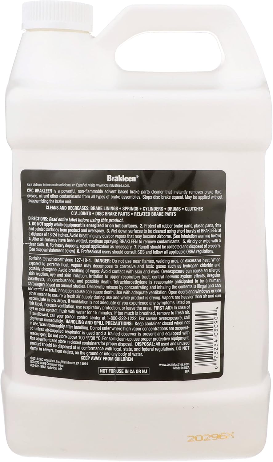CRC BRAKLEEN Brake Parts Cleaner - Non-Flammable -1lb 3 Oz (05089)