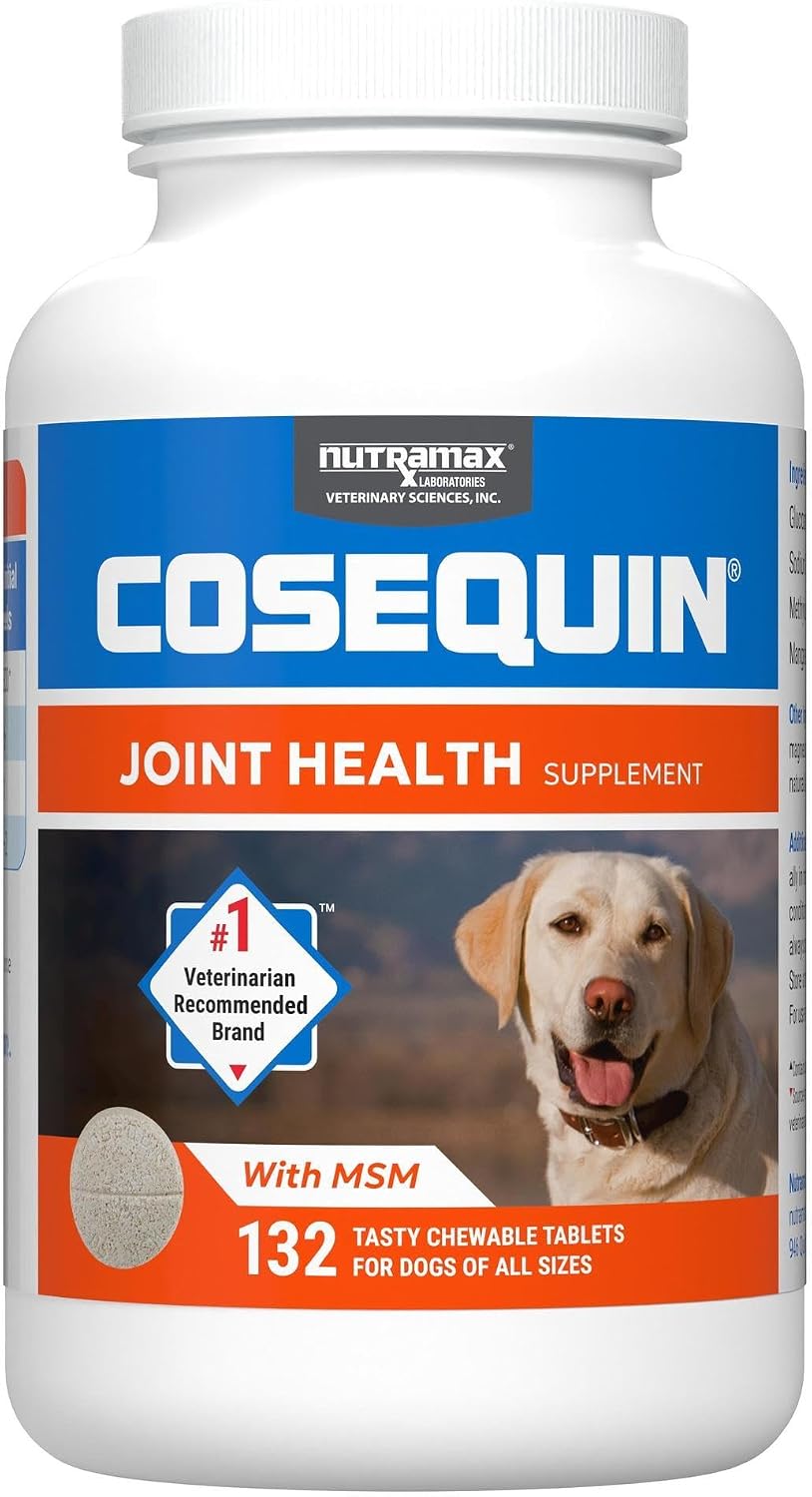 Nutramax Cosequin Joint Supplement for Dogs, Chewable Tablets, 132ct | Glucosamine + Chondroitin for Dogs with MSM, Supports Healthy Joints, All Breeds & Sizes, All Ages