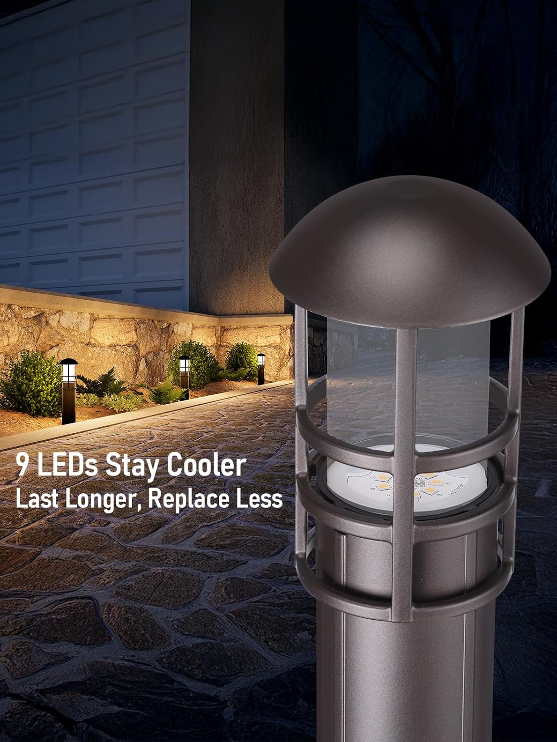 LEONLITE 8-Pack Low Voltage Landscape Pathway Lights, 3W, CRI90, 3000K