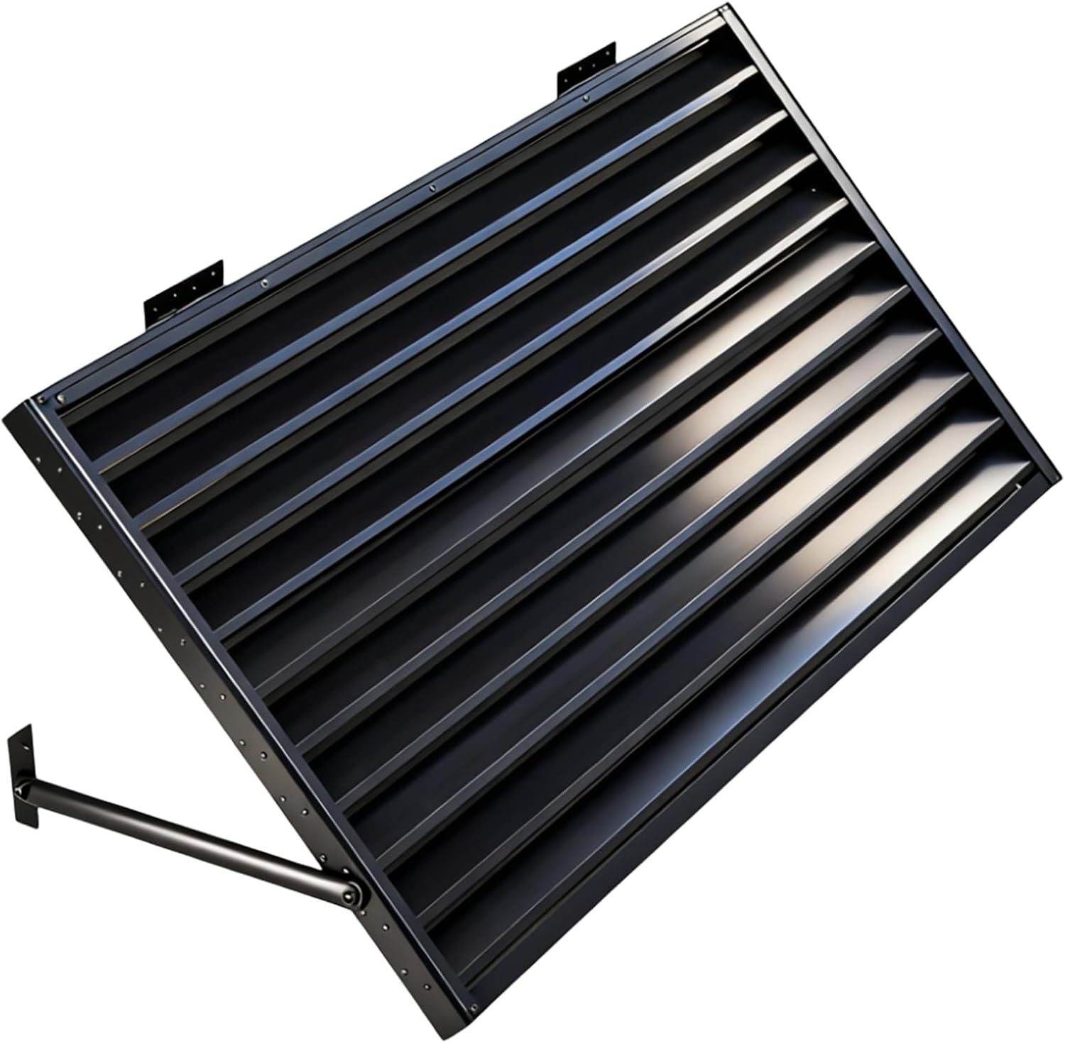 56 in W x 32 in H Shutters Window Awnings Exterior, Aluminum Black Window Shutters Fixed Metal Awning for Door Entrance, Windows
