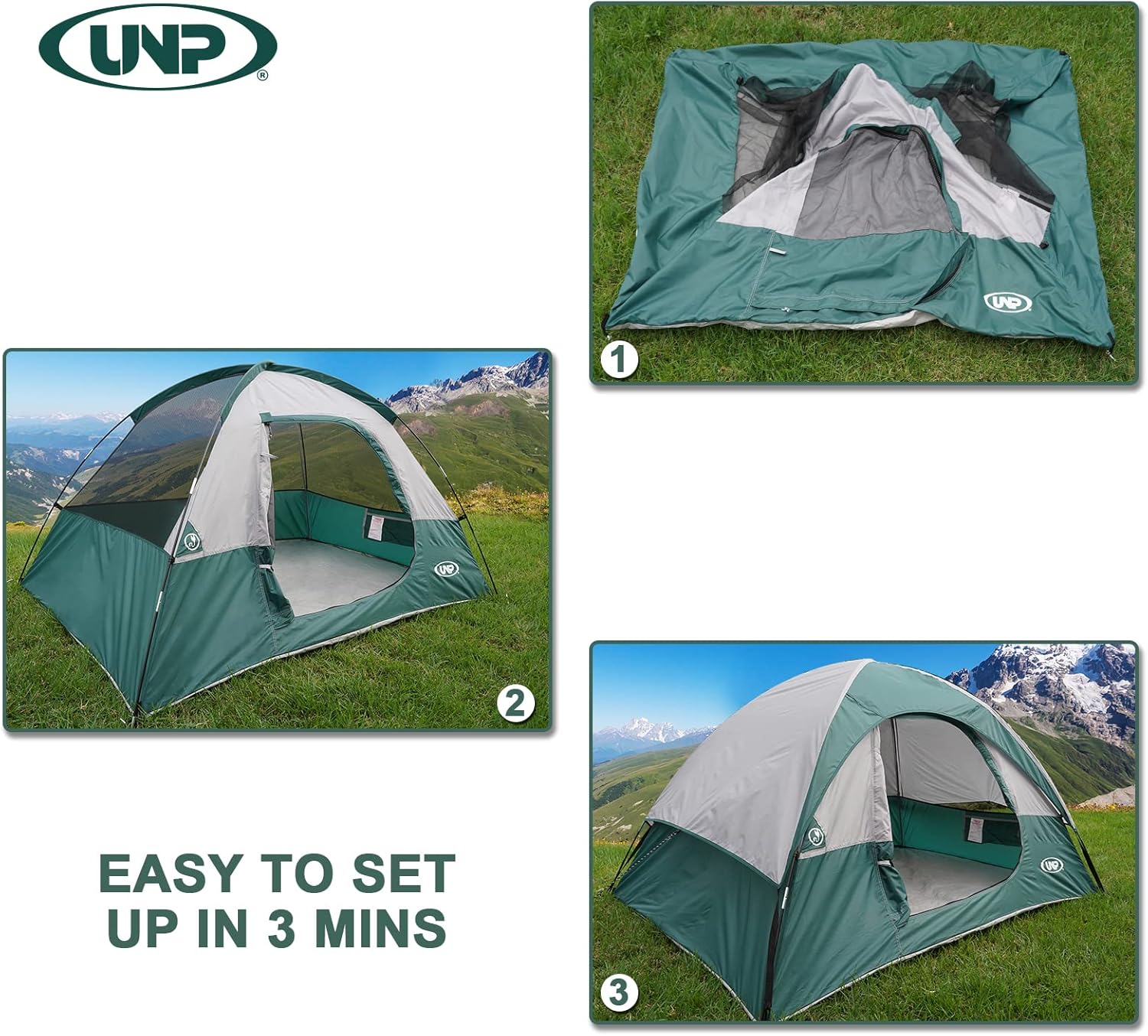 Camping Tent 2-4 Person, Waterproof Windproof Tent with Rainfly Easy Set up-Portable Dome Tents for Camping…