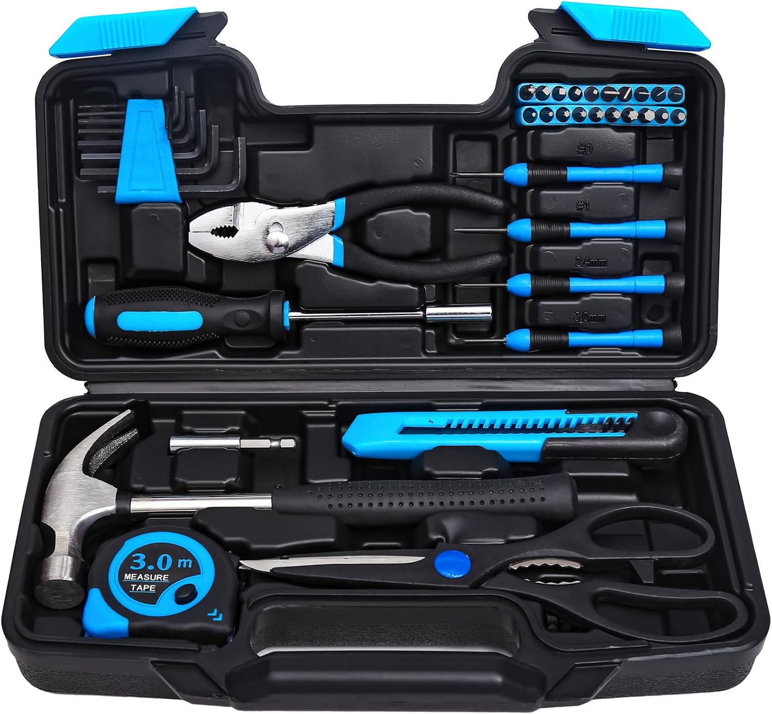 39-Piece Household Tools Kit - Small Basic Home Tool Set with Plastic Toolbox - Great for College Students, Household Use & More