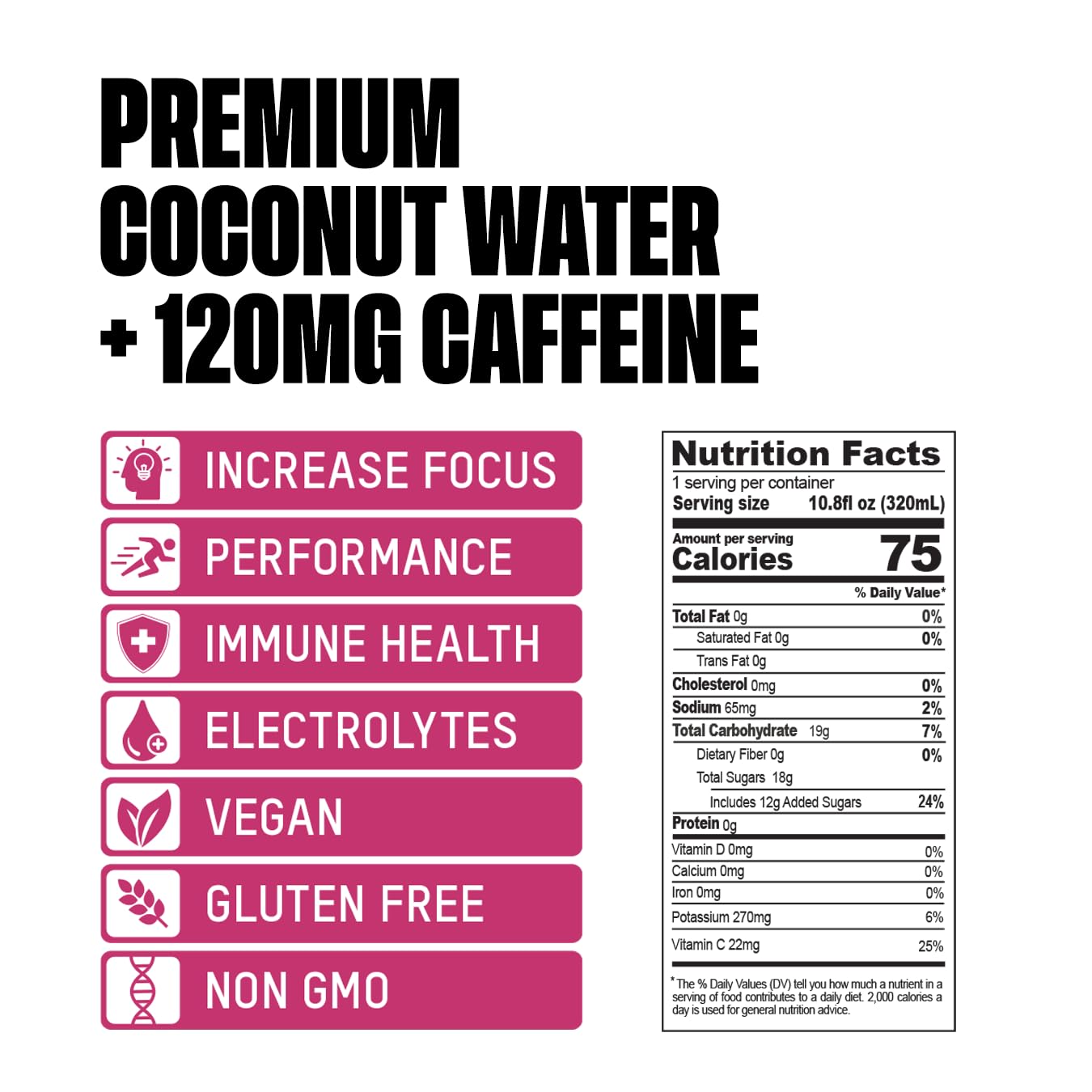 Once Upon a Coconut Premium Coconut Water - Low Calorie All-Natural Drink with Electrolytes - Non-GMO - Gluten-Free - 10.8 Fl Oz (Pack of 12)