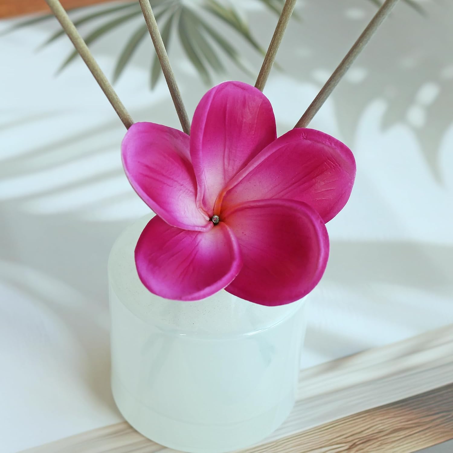 10PCS Artificial Plumeria Flowers with Stem, Apricot | Natural Real Touch,DIY Cake Decoration, Hawaiian Part, Luau Decor, Wedding Bouquets