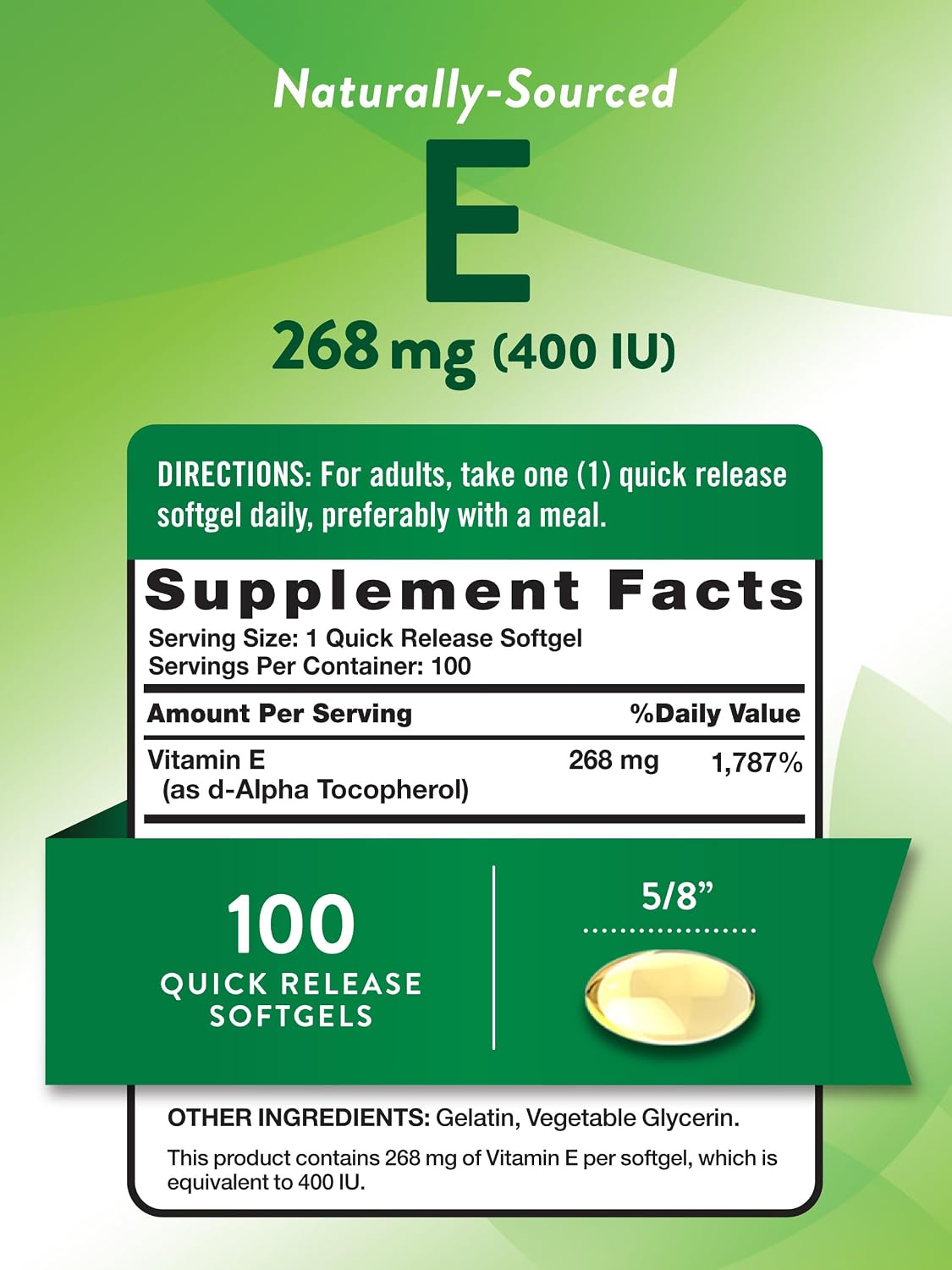 Nature's Truth Vitamin E 400 IU Softgels | 268mg | 100 Count