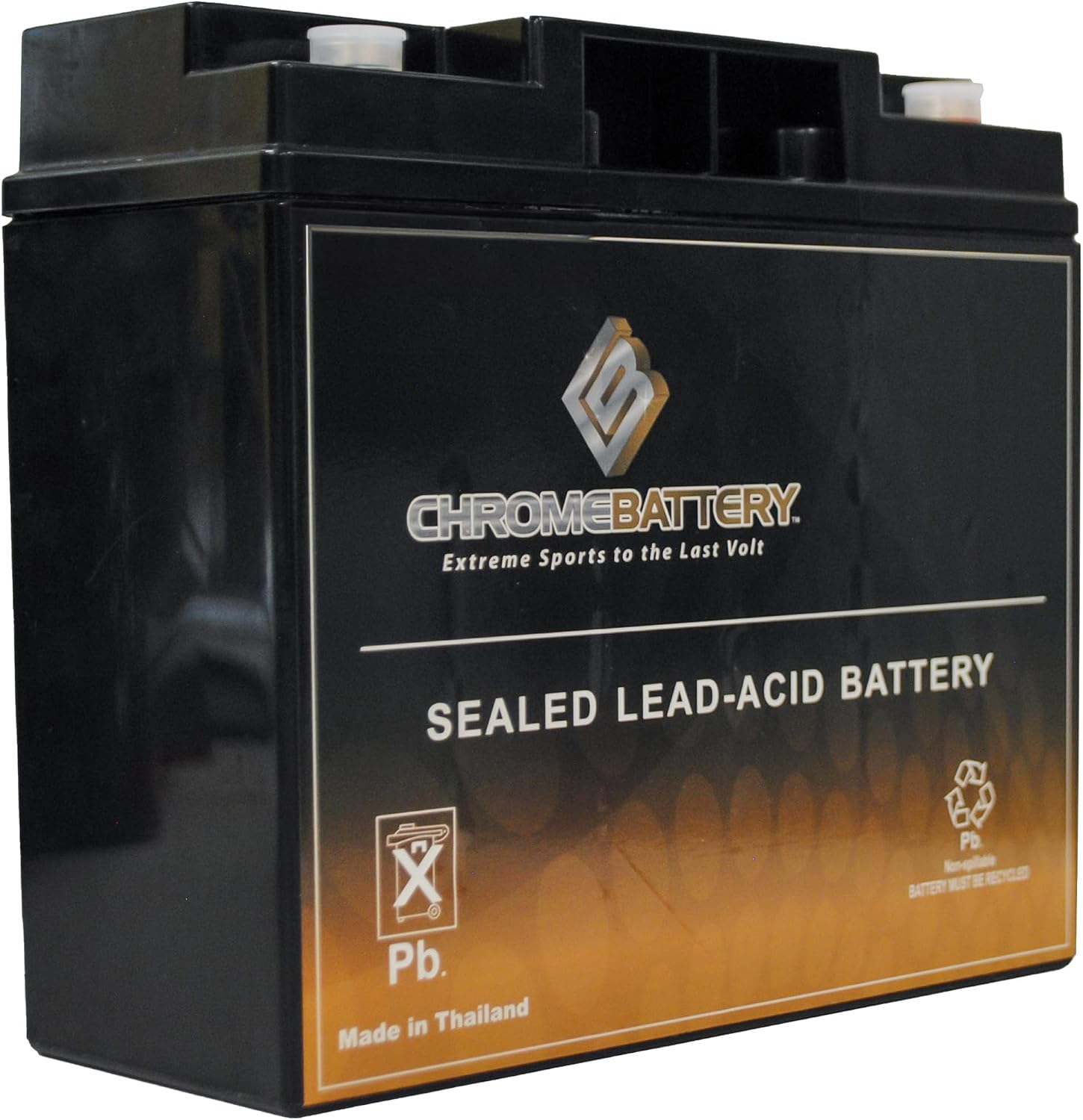 CB CHROMEBATTERY 12V 20AH T6 Maintenance-Free Battery for Alarm Systems, Scooters, Toys, Emergency Lights, and More - Threaded (T6) Terminal