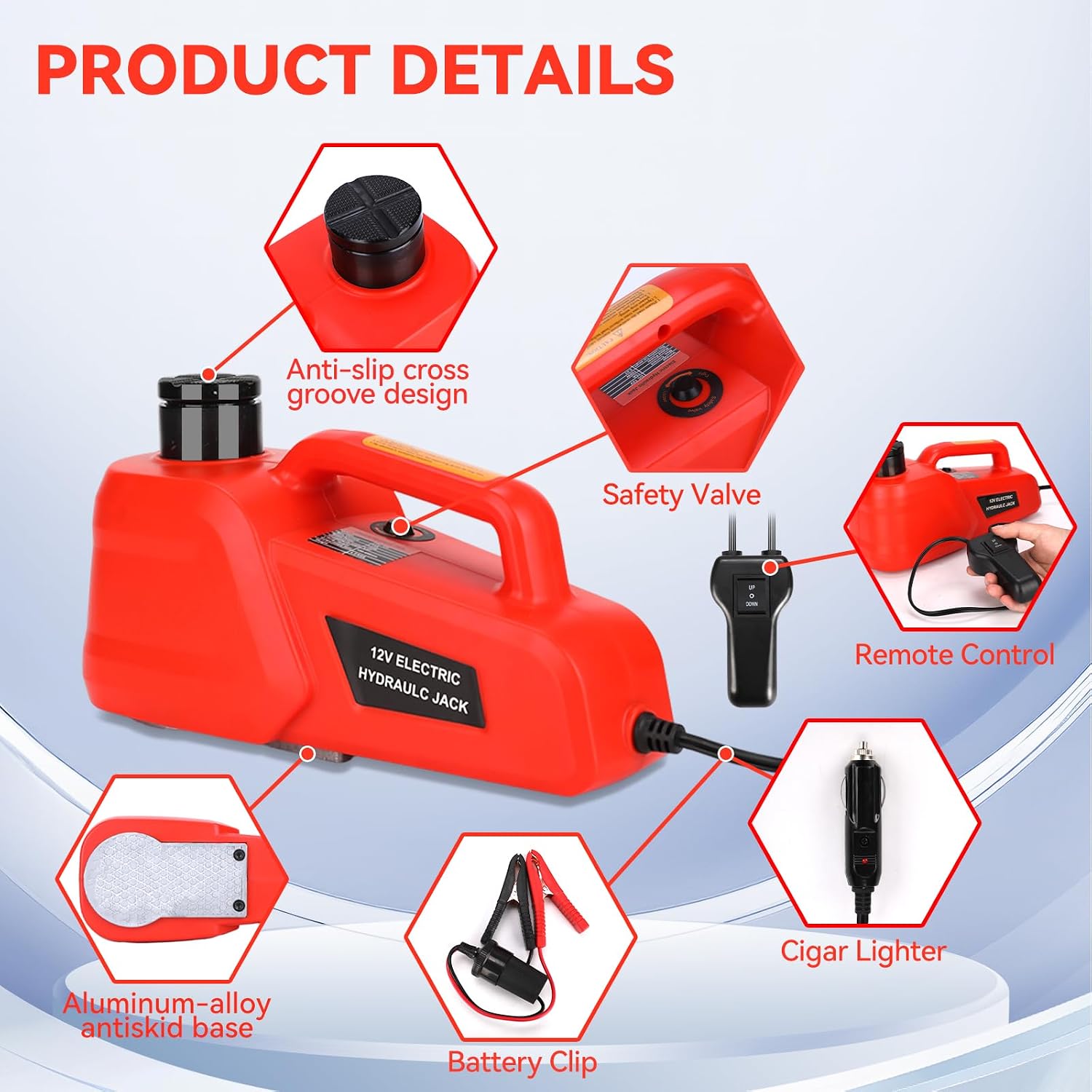 ROGTZ Electric Car Jack Hydraulic Kit 5T Tire Inflator Pump for Car Repair