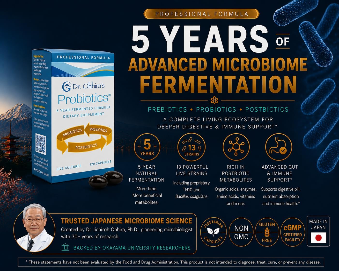 Dr. Ohhira’s Probiotics Professional Formula – 5-Year Fermented Japanese Probiotic with Prebiotics