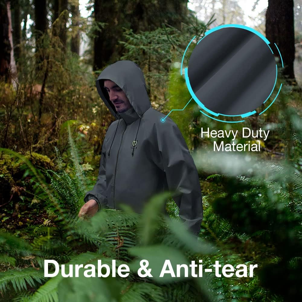 TIDEWE Rain Suit for Men, Waterproof Lightweight 2-Piece Rain Gear