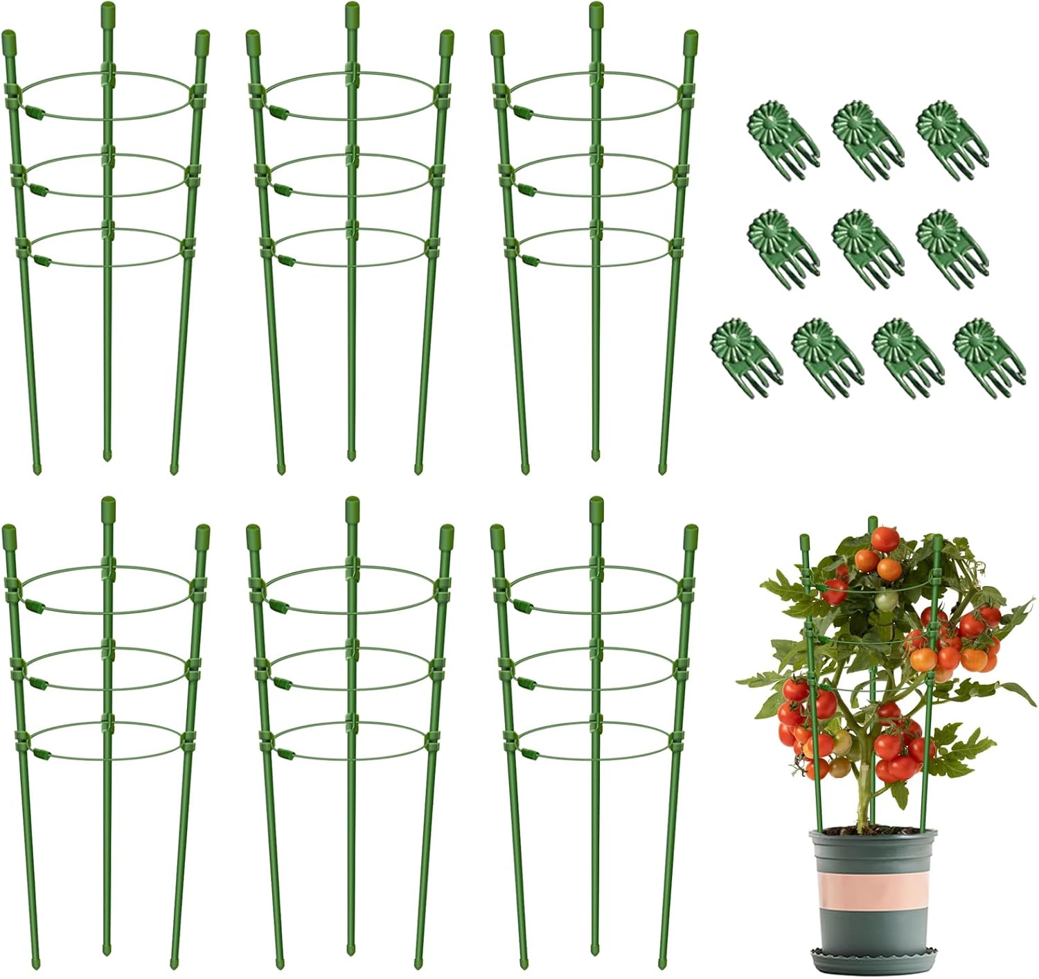 Legigo 3 Packs Plant Support Cages Tomato Cage for Garden- 18 Inch Adjustable Garden Cucumber Trellis Plant Stakes
