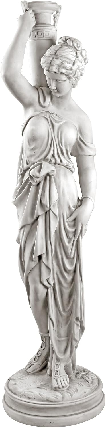 Design Toscano Dione the Divine Greek Water Woman Indoor/Outdoor Garden Statue, Medium, 22 inches tall, Cast Stone Resin, Antique Stone Finish