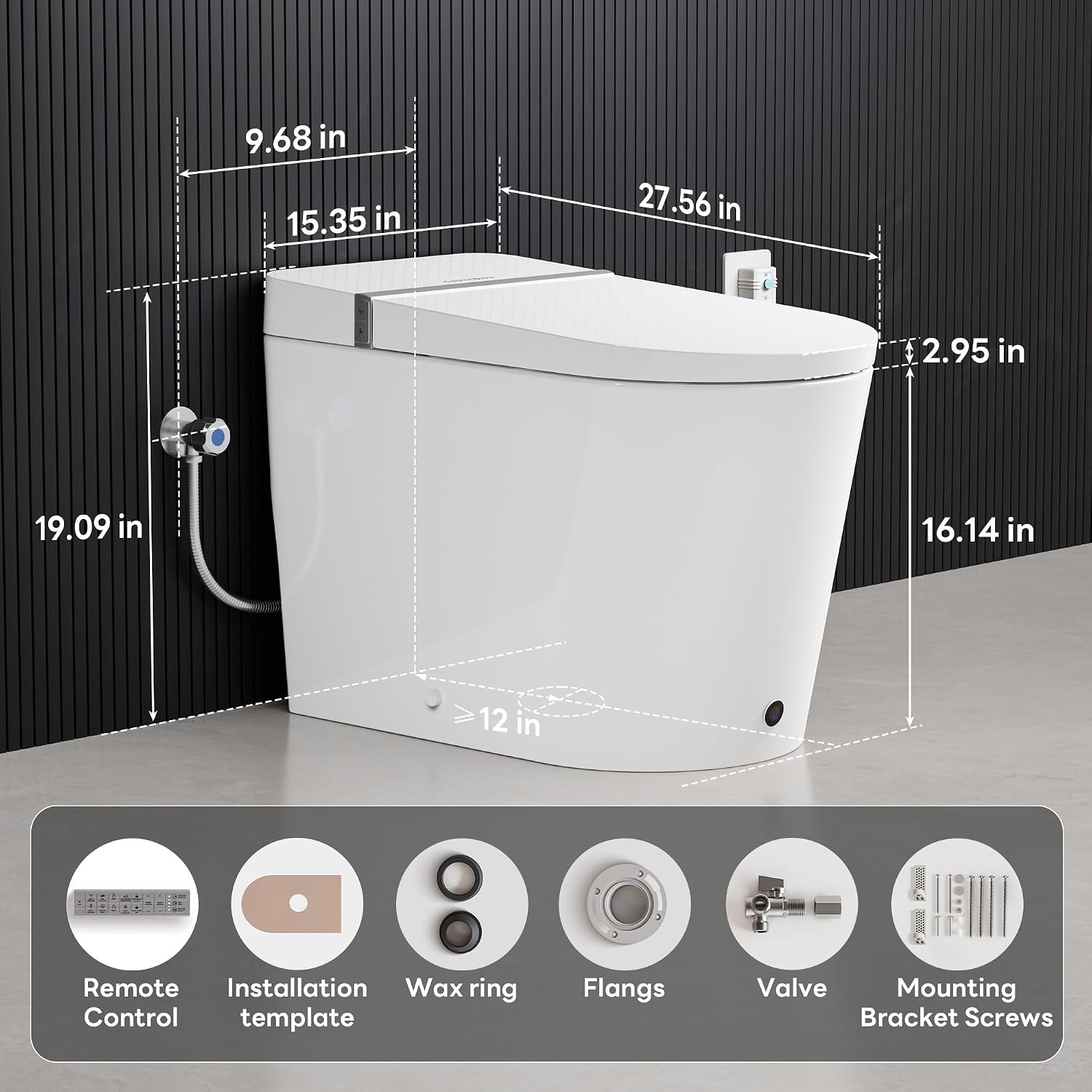 ADA Smart Toilet Bidet with Auto Open Close Heated Seat(K050Pro) | Bidet Toilet with Tank, 1000g MaP Quiet Flush, Comfort ADA Seat, Foam Shield, Dryer, Foot Sensor, Auto & Blackout Flush