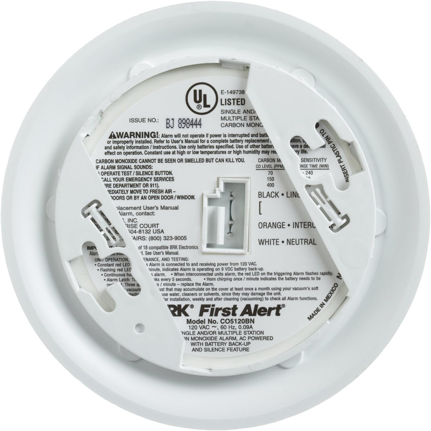 First Alert BRK CO5120BN Hardwire Carbon Monoxide Alarm with Battery Backup 2 Pack