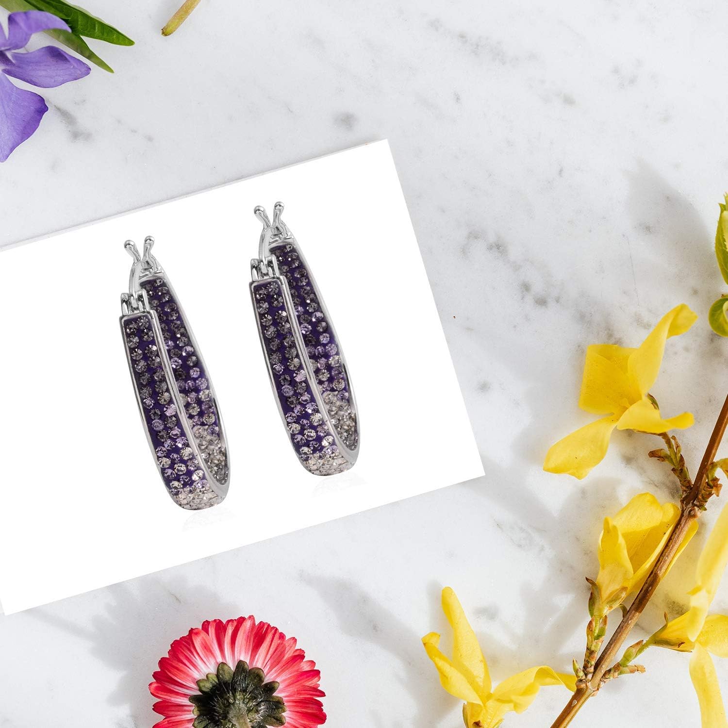 Shop LC Crystals Inside Out Hoop Hoops Earrings Platinum Plated Fashion Jewelry Unique Birthday Gifts for Women