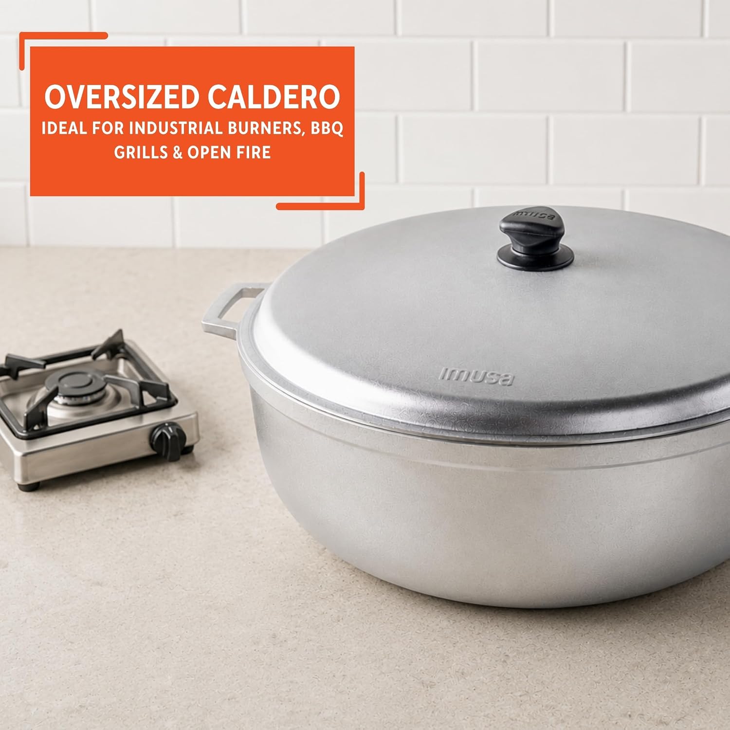 IMUSA USA 11.6Qt Jumbo Traditional Colombian Caldero, 11.6 Quart, Silver | Nonstick Finish, Glass Lid with Easy-Grip Handles, Ideal for Rice and Stews, Great for Family Meals