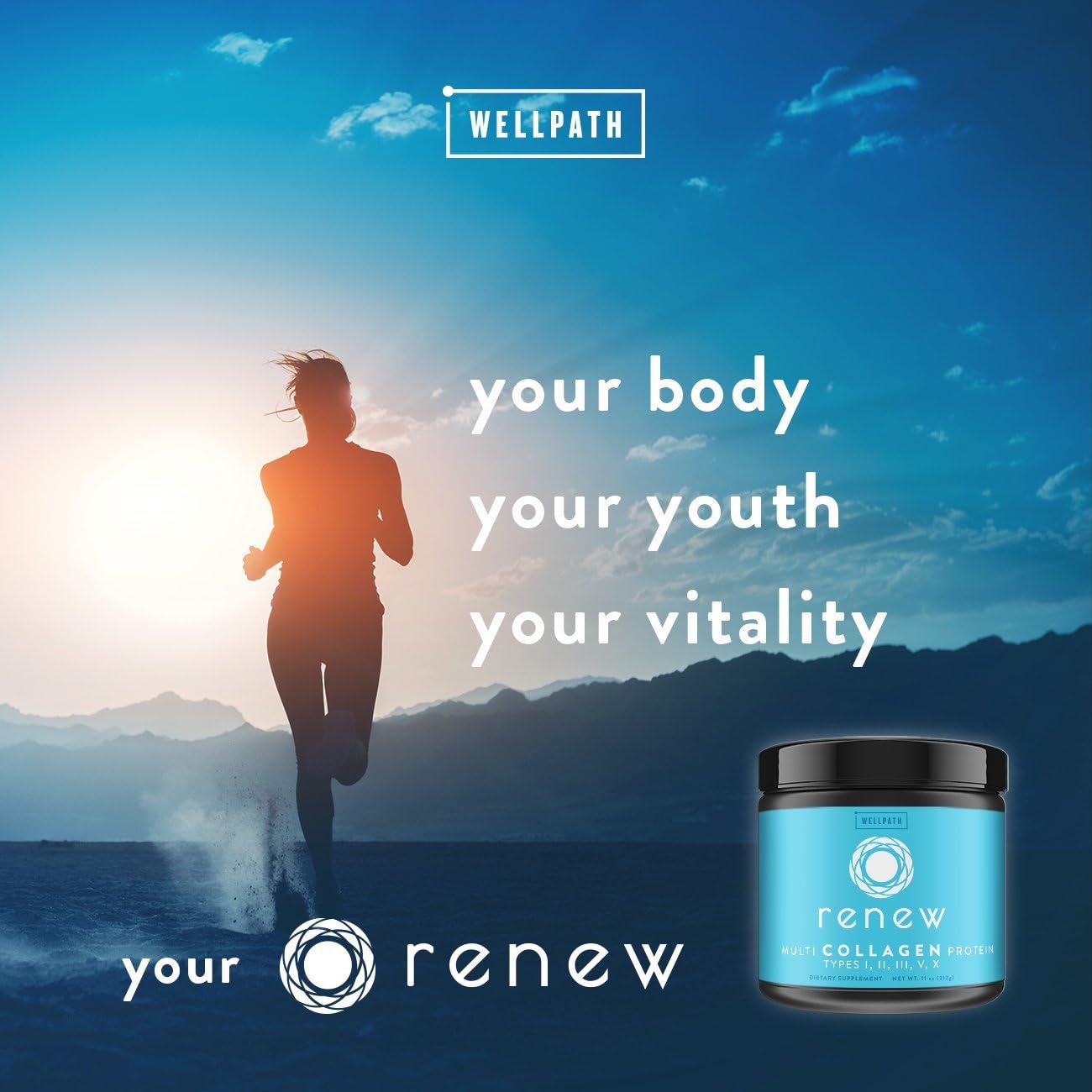 Renew Multi Collagen Peptides Powder for Women & Men, Types I II III V X
